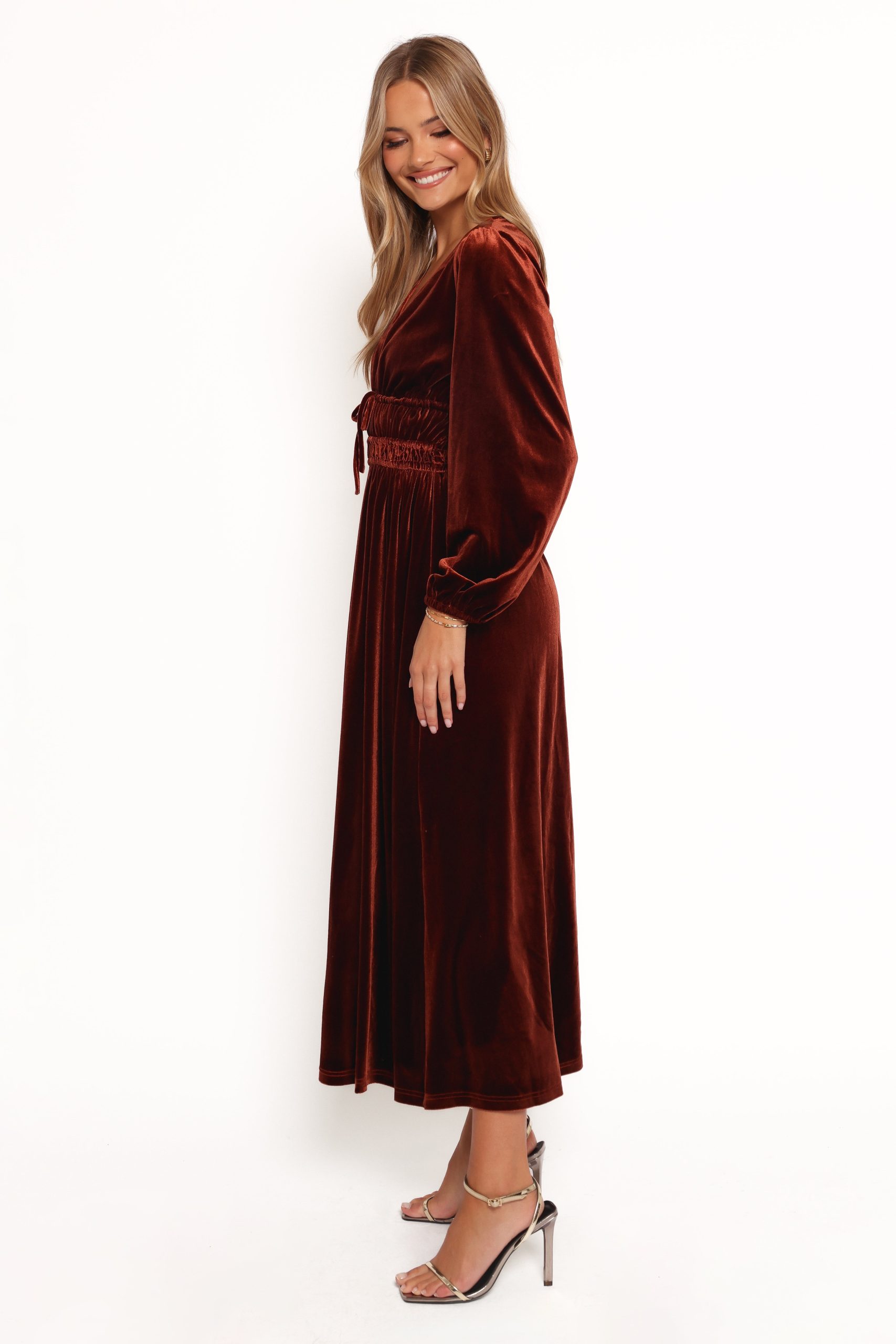 Cece Velvet Long Sleeve Maxi Dress - Rust - Image 5