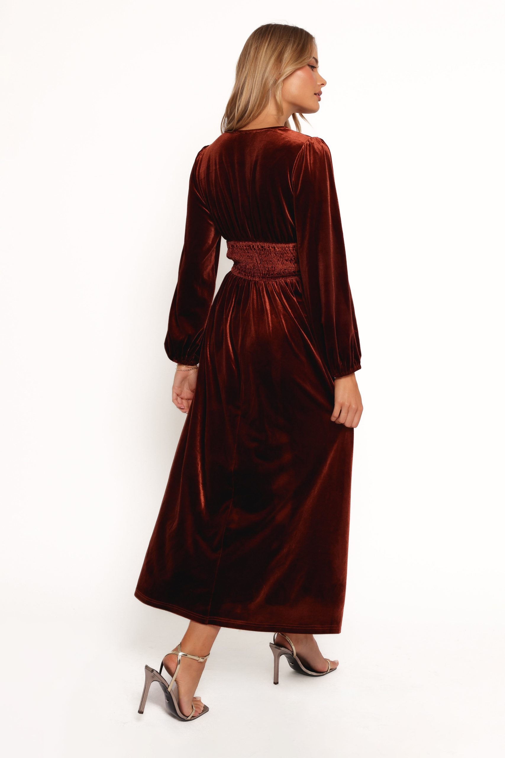 Cece Velvet Long Sleeve Maxi Dress - Rust - Image 6