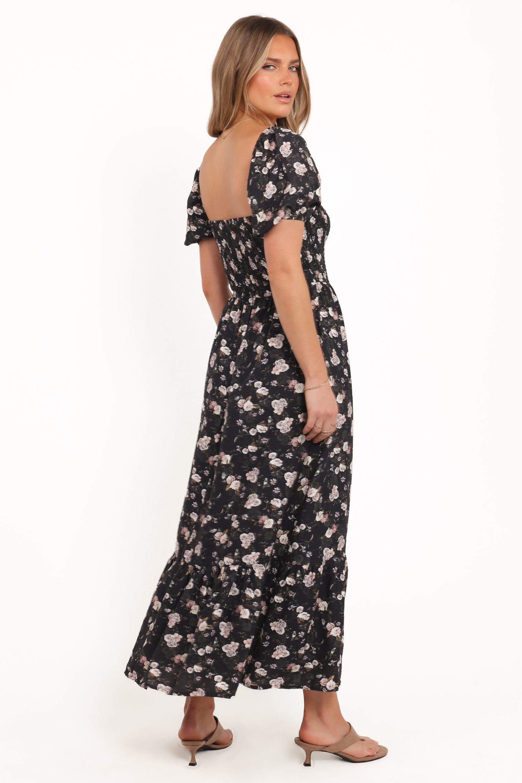 Cecelia Puff Sleeve Maxi Dress - Black Floral - Image 5