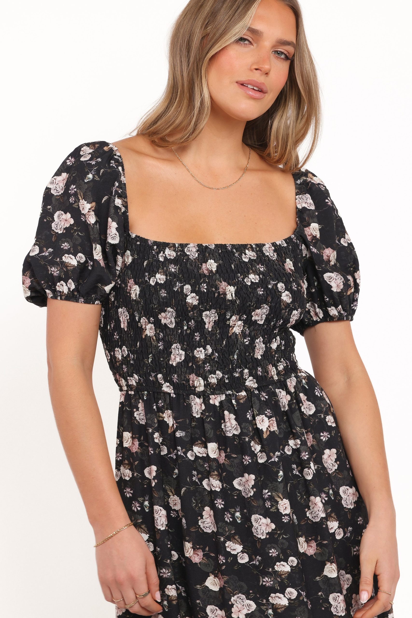 Cecelia Puff Sleeve Maxi Dress - Black Floral - Image 3