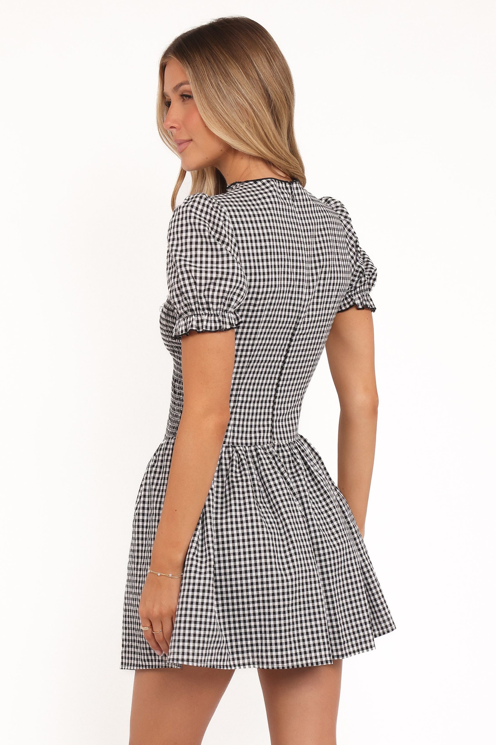Celine Mini Dress - Black Gingham - Image 5