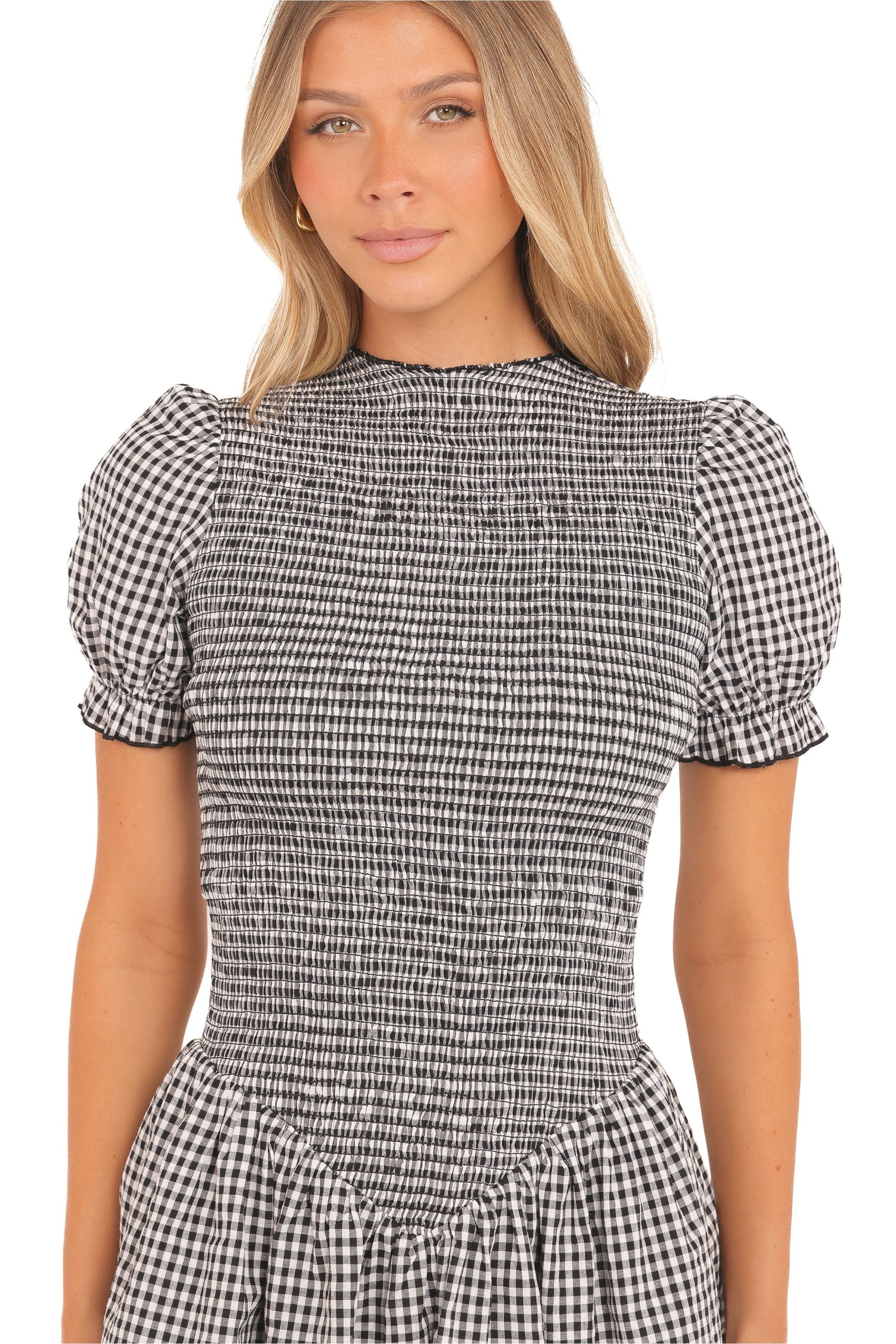 Celine Mini Dress - Black Gingham - Image 3