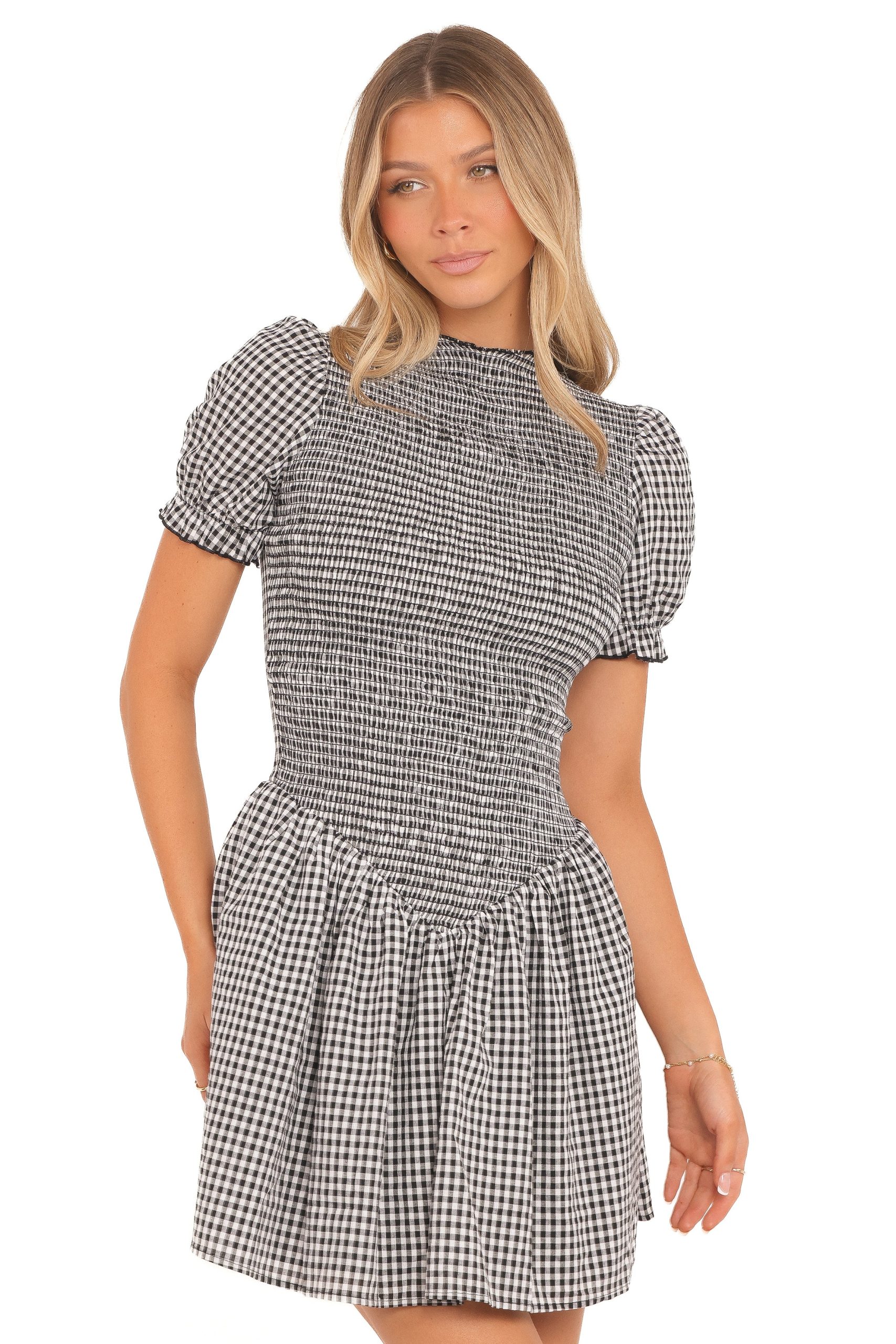 Celine Mini Dress - Black Gingham - Image 2