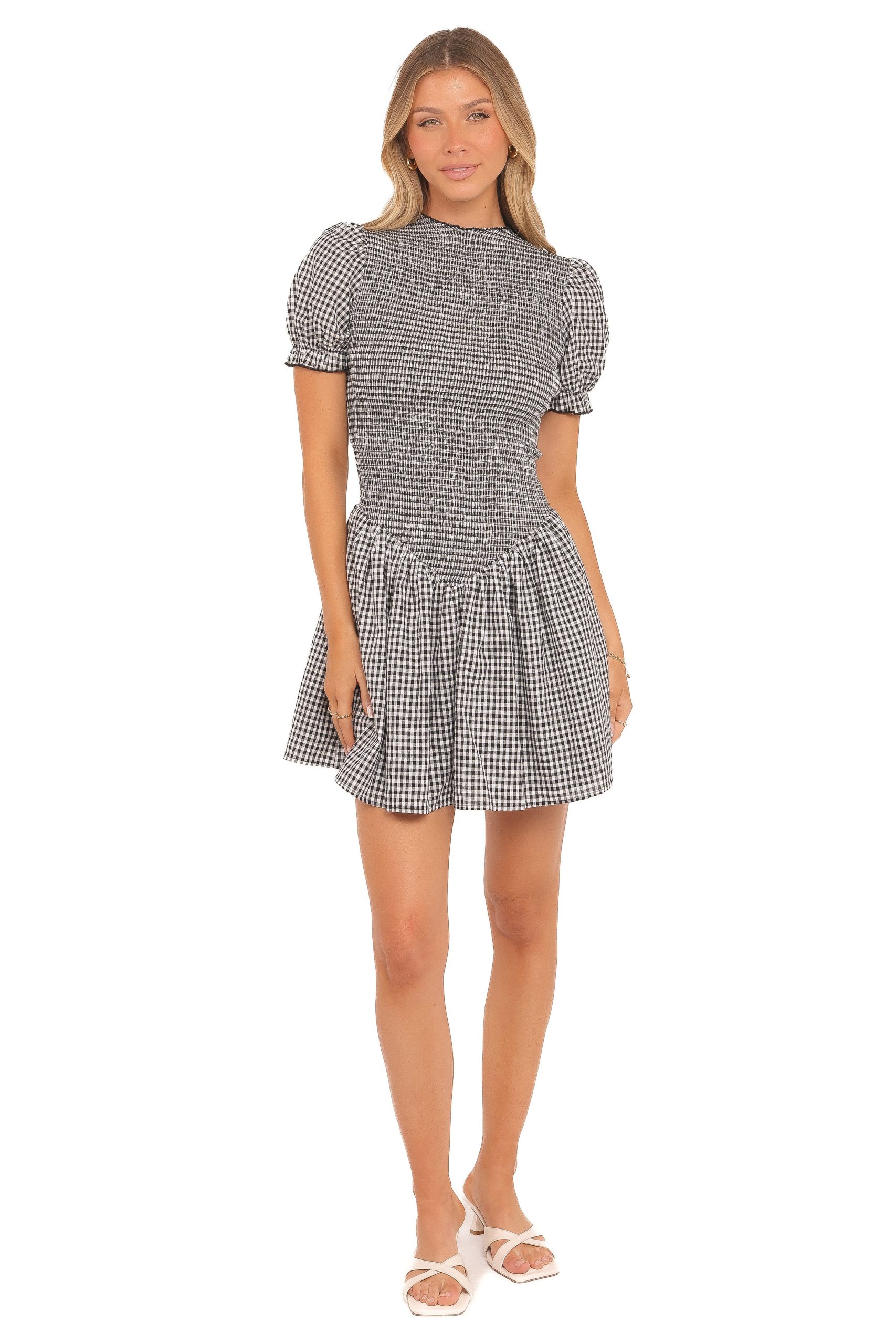 Celine Mini Dress - Black Gingham - Image 6