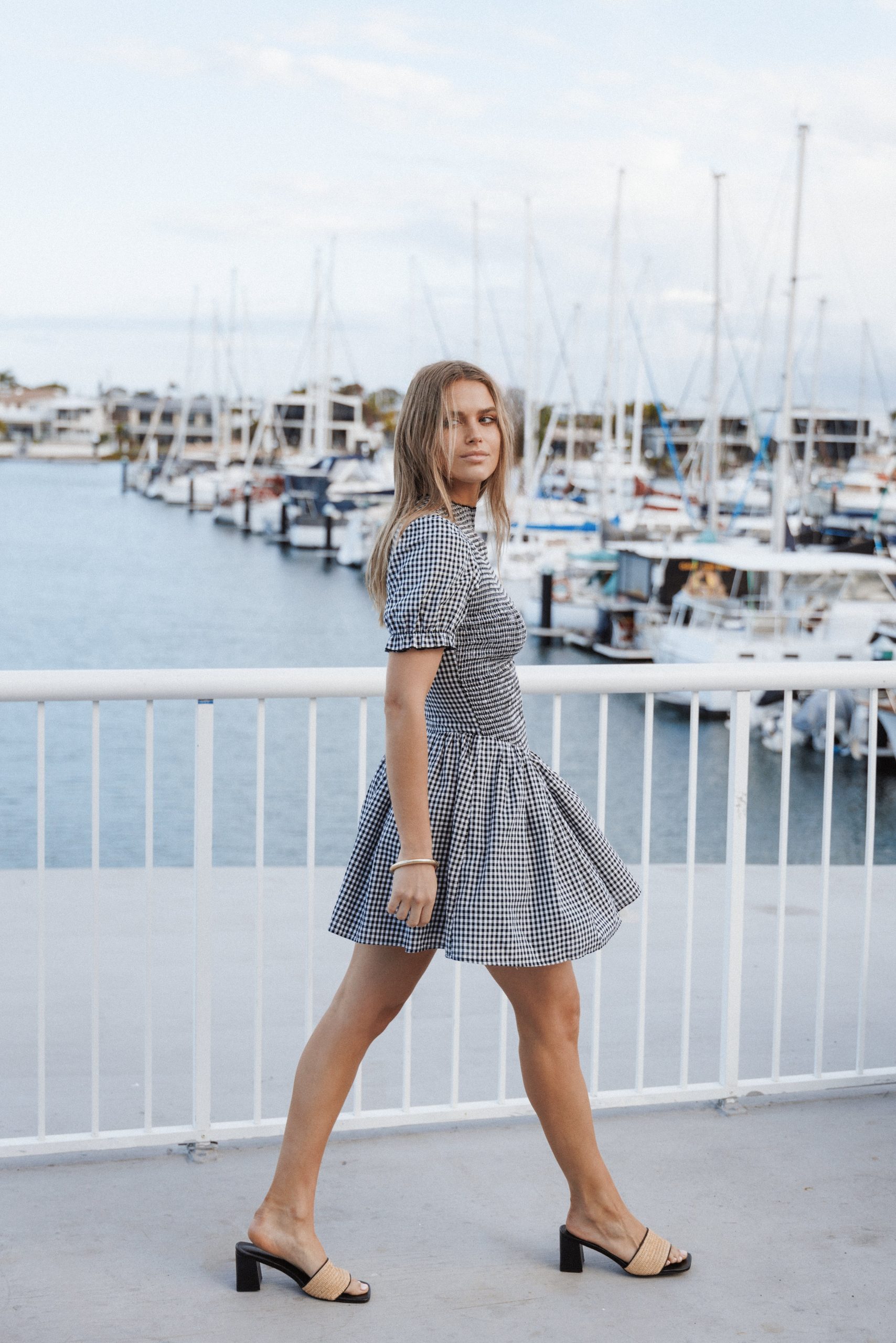 Celine Mini Dress - Black Gingham - Image 8