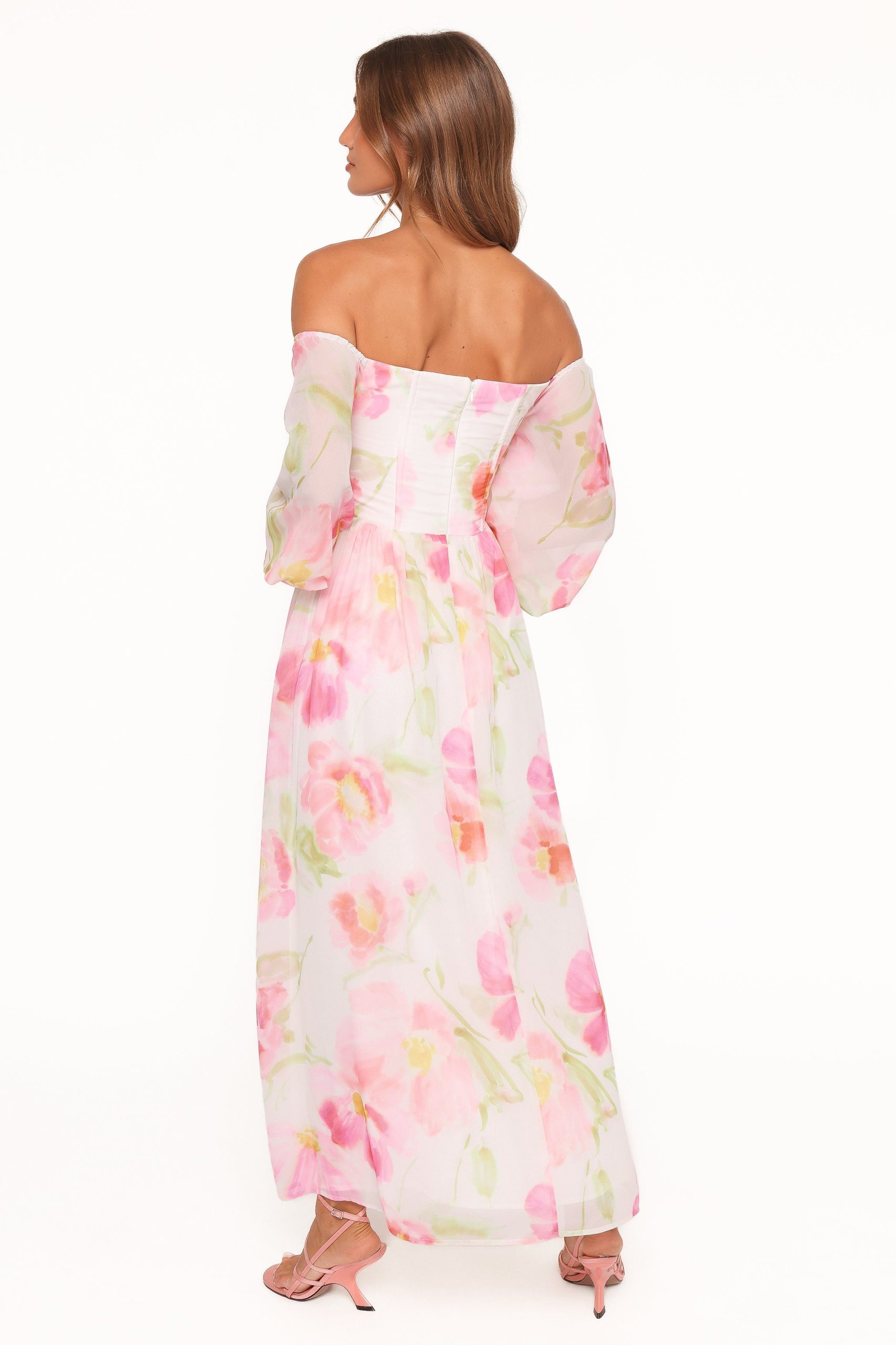 Chantel Off Shoulder Maxi Dress - Pink Garden Floral - Image 5