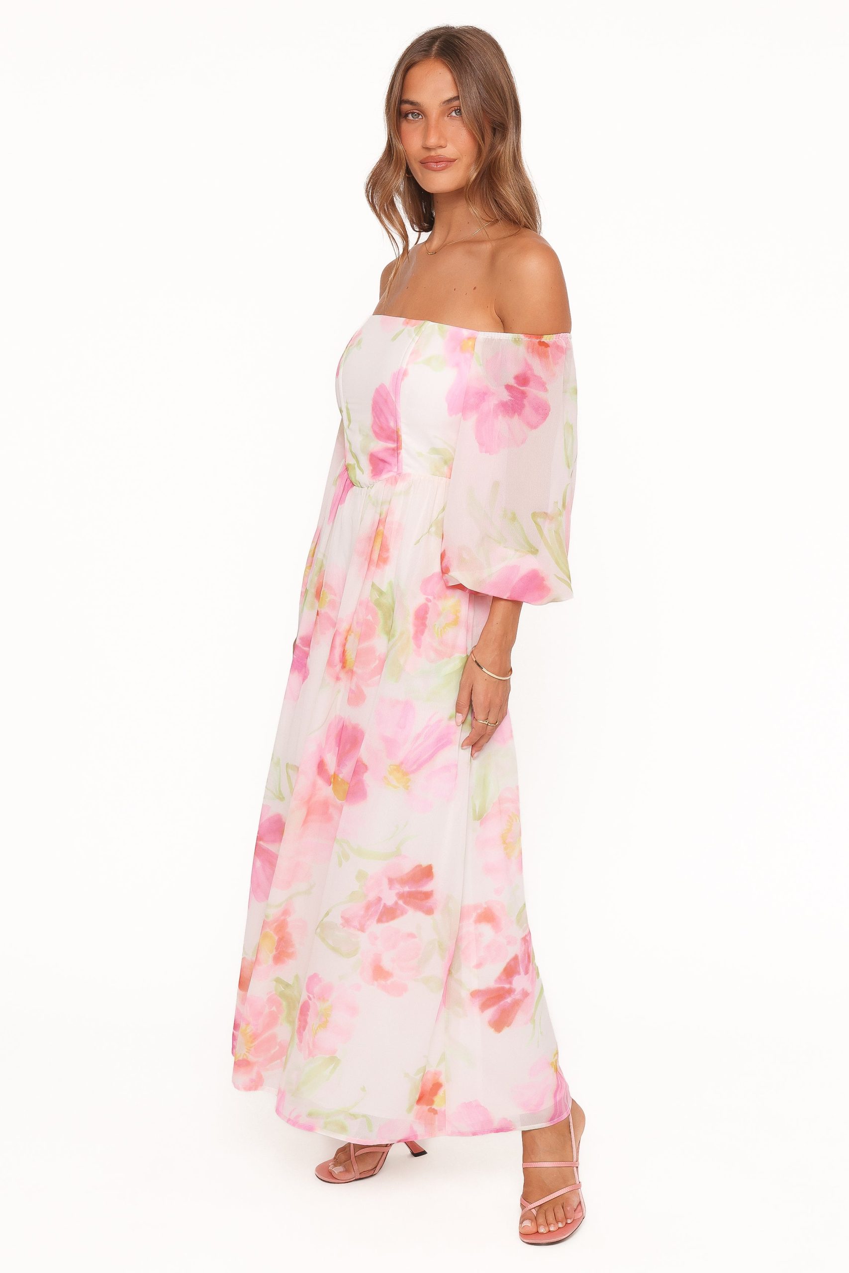 Chantel Off Shoulder Maxi Dress - Pink Garden Floral - Image 4