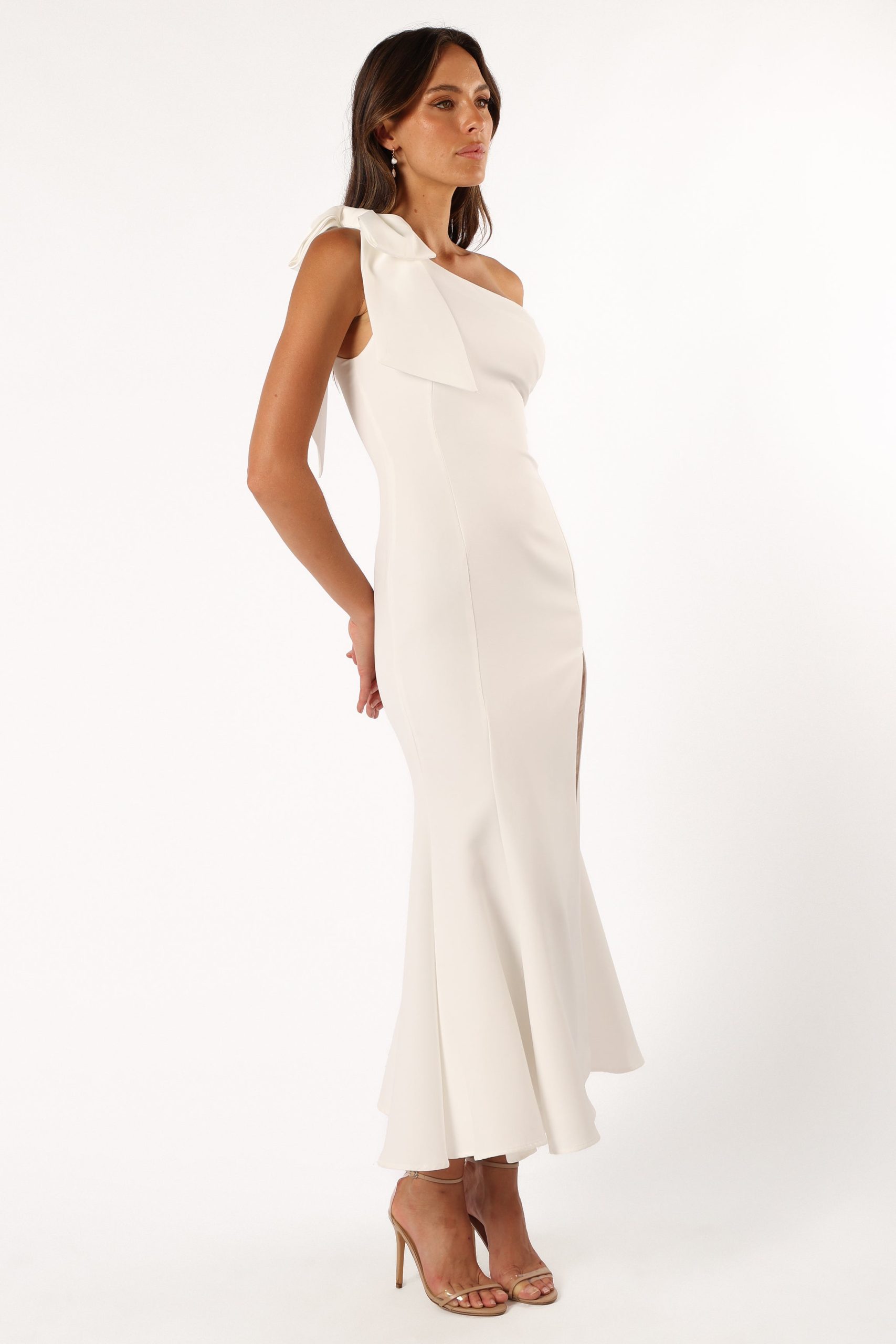 Charmed One Shoulder Midi Dress - Off White - Image 7