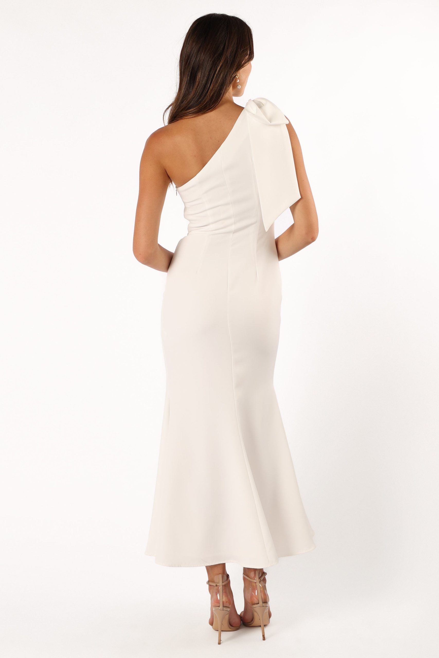 Charmed One Shoulder Midi Dress - Off White - Image 6