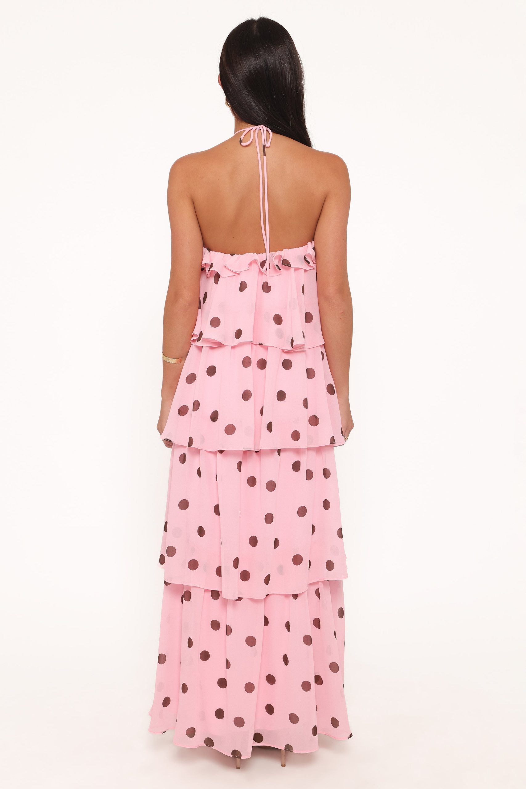Chasity Halterneck Maxi Dress - Pink Polka Dot - Image 5