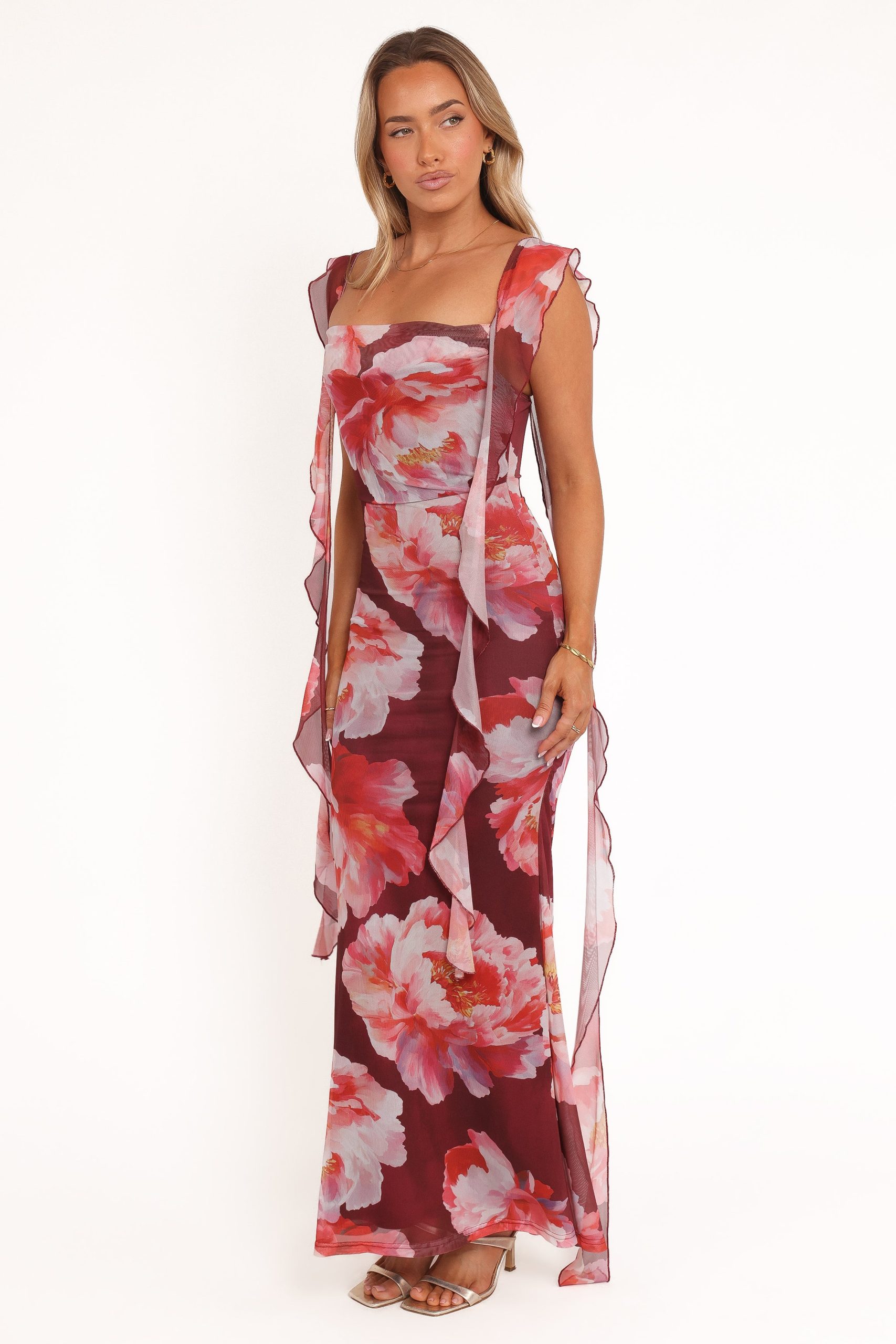 Chiara Maxi Dress - Burgundy Peony - Image 4