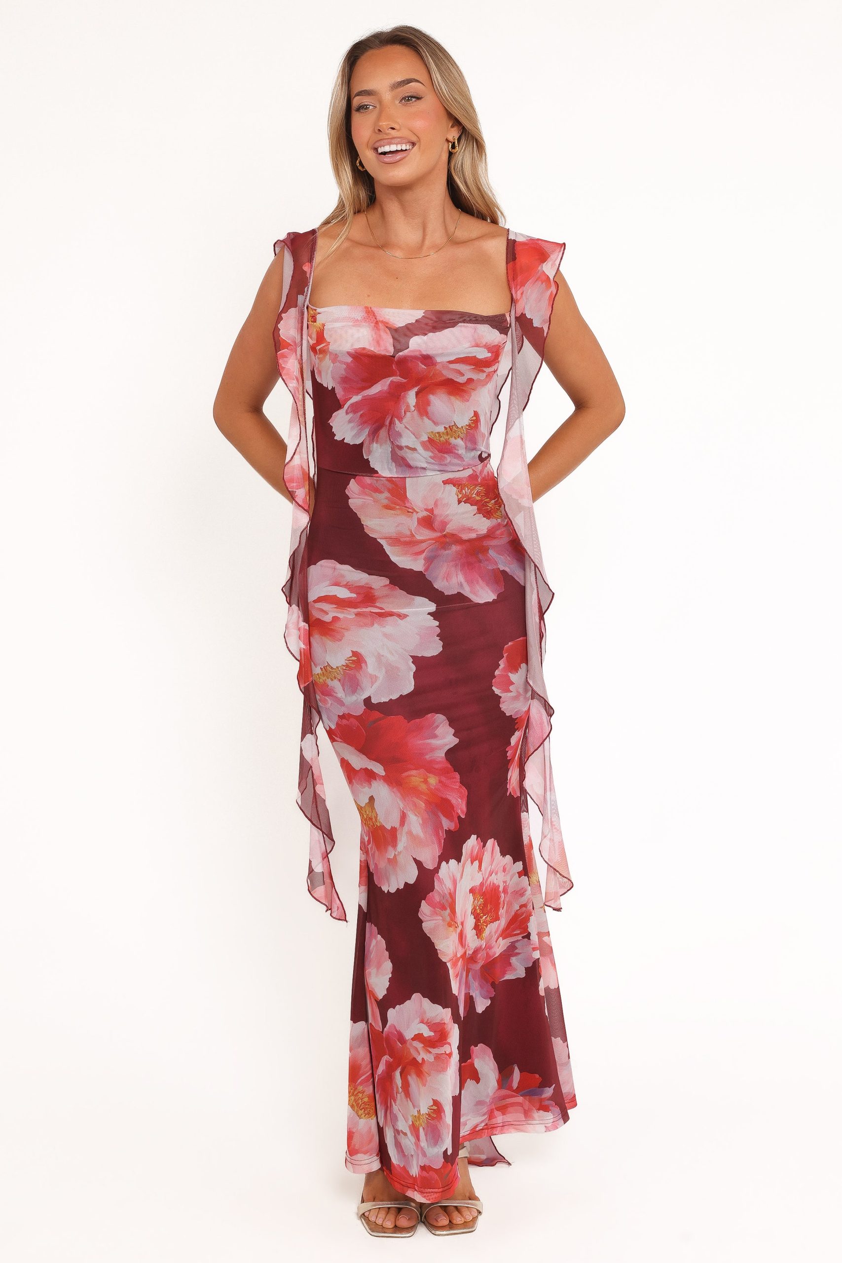 Chiara Maxi Dress - Burgundy Peony - Image 2