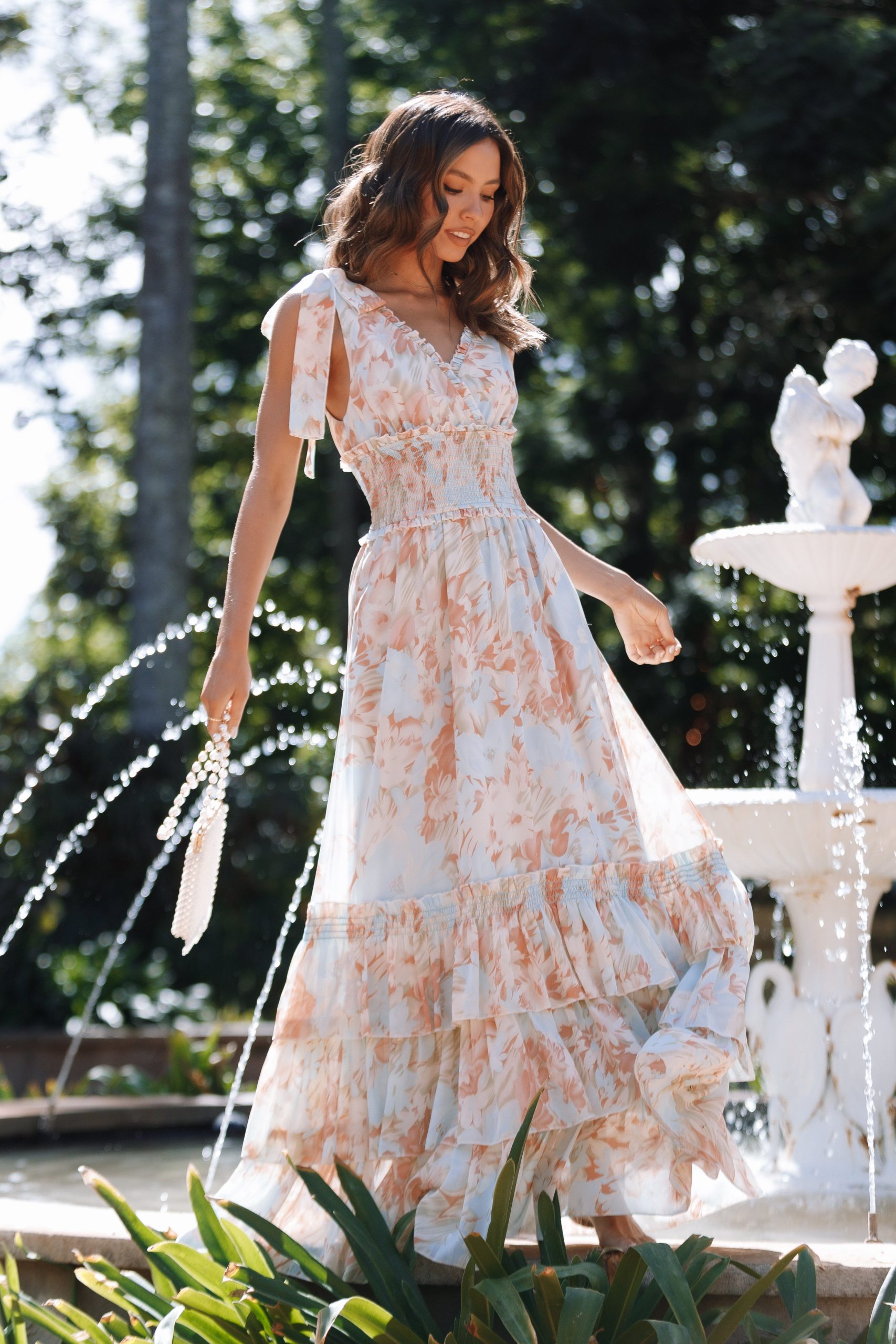 Christabel Tiered Maxi Dress - Blue Floral - Image 9