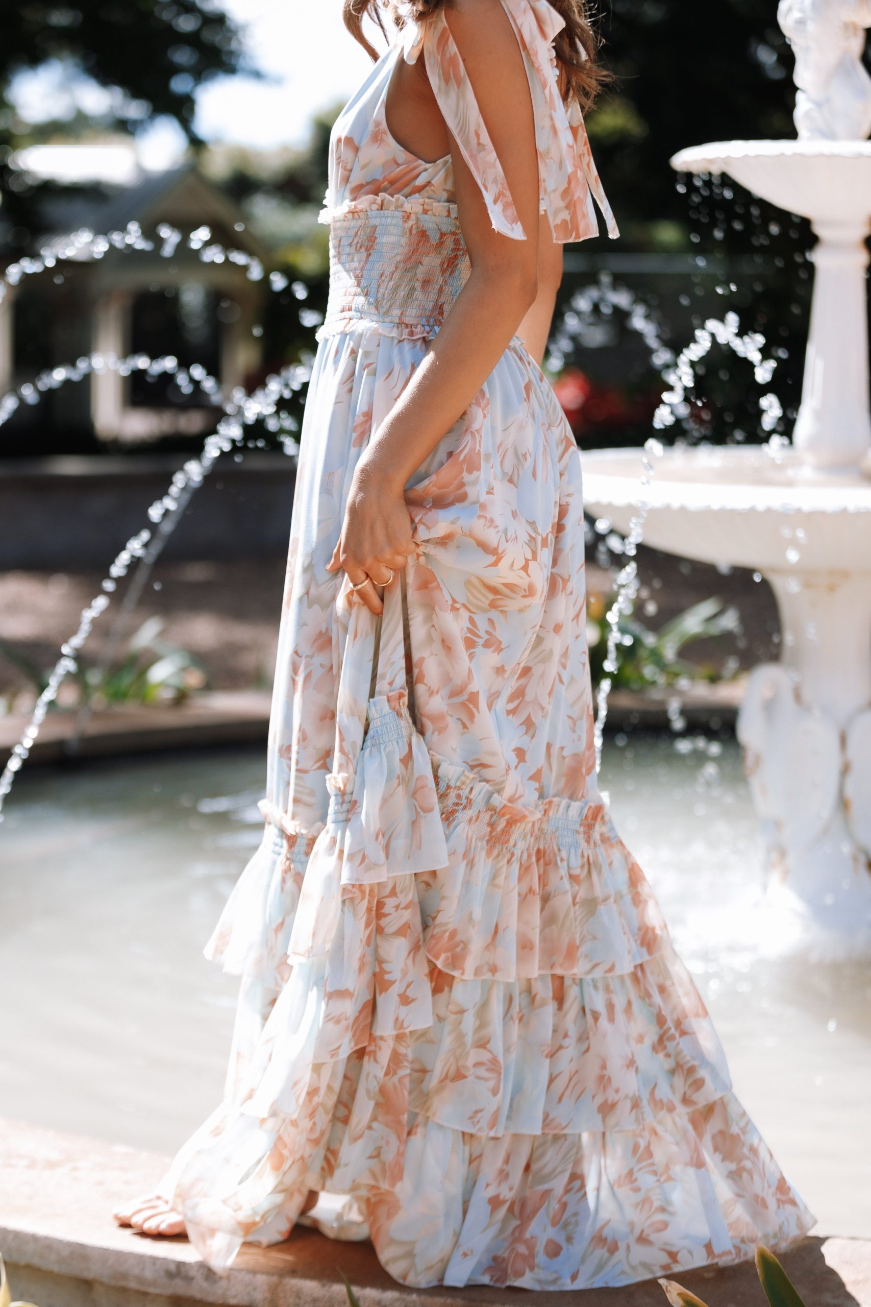 Christabel Tiered Maxi Dress - Blue Floral - Image 2