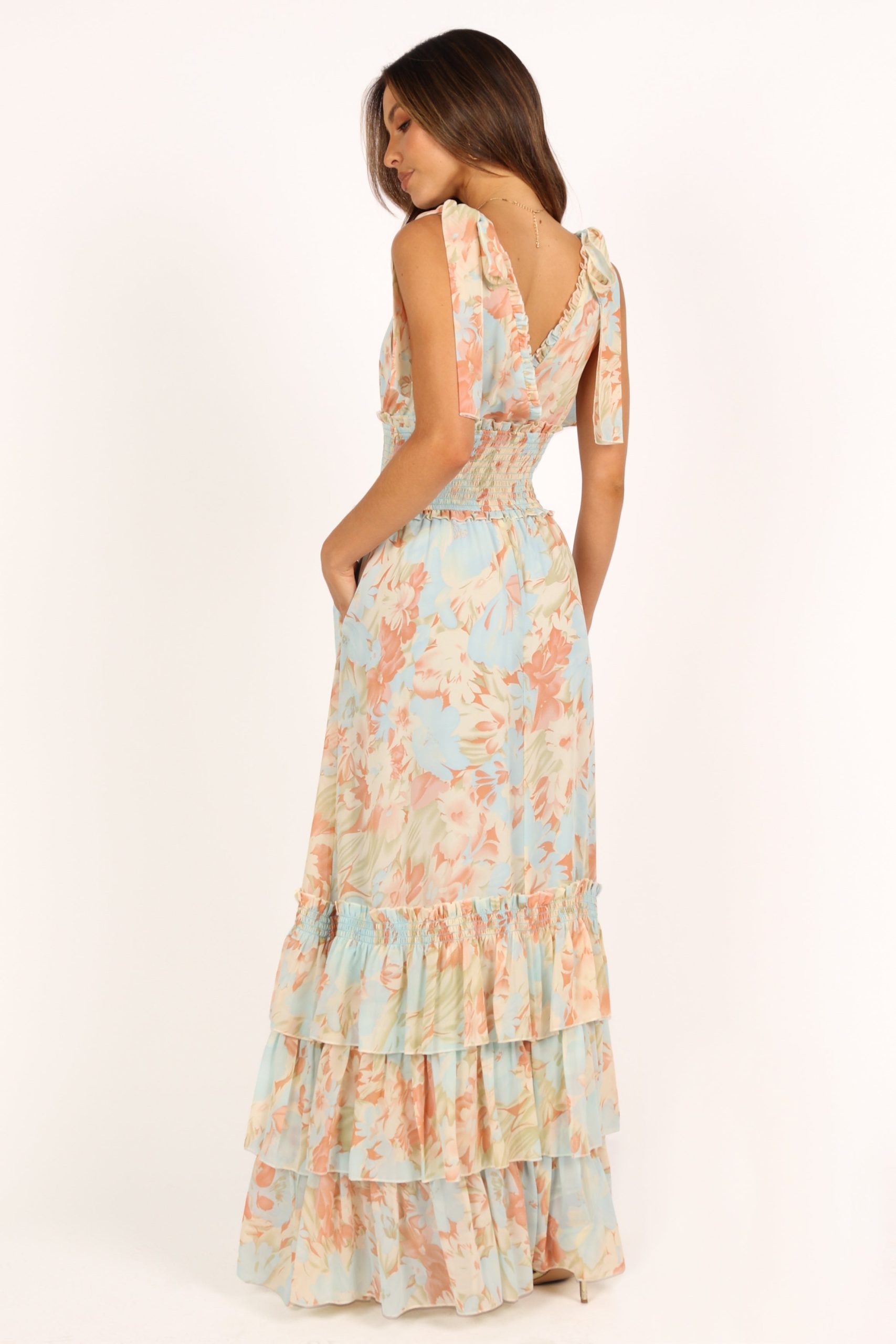 Christabel Tiered Maxi Dress - Blue Floral - Image 5