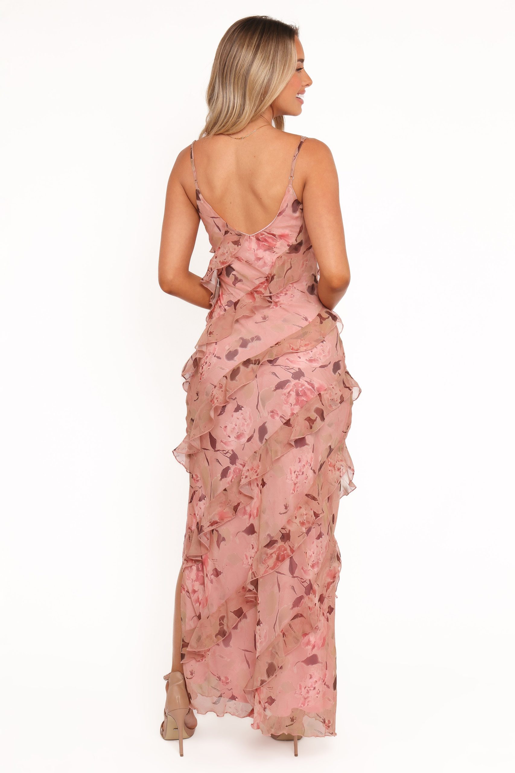 Ciao Ruffles Maxi Dress - Pale Pink Floral - Image 3