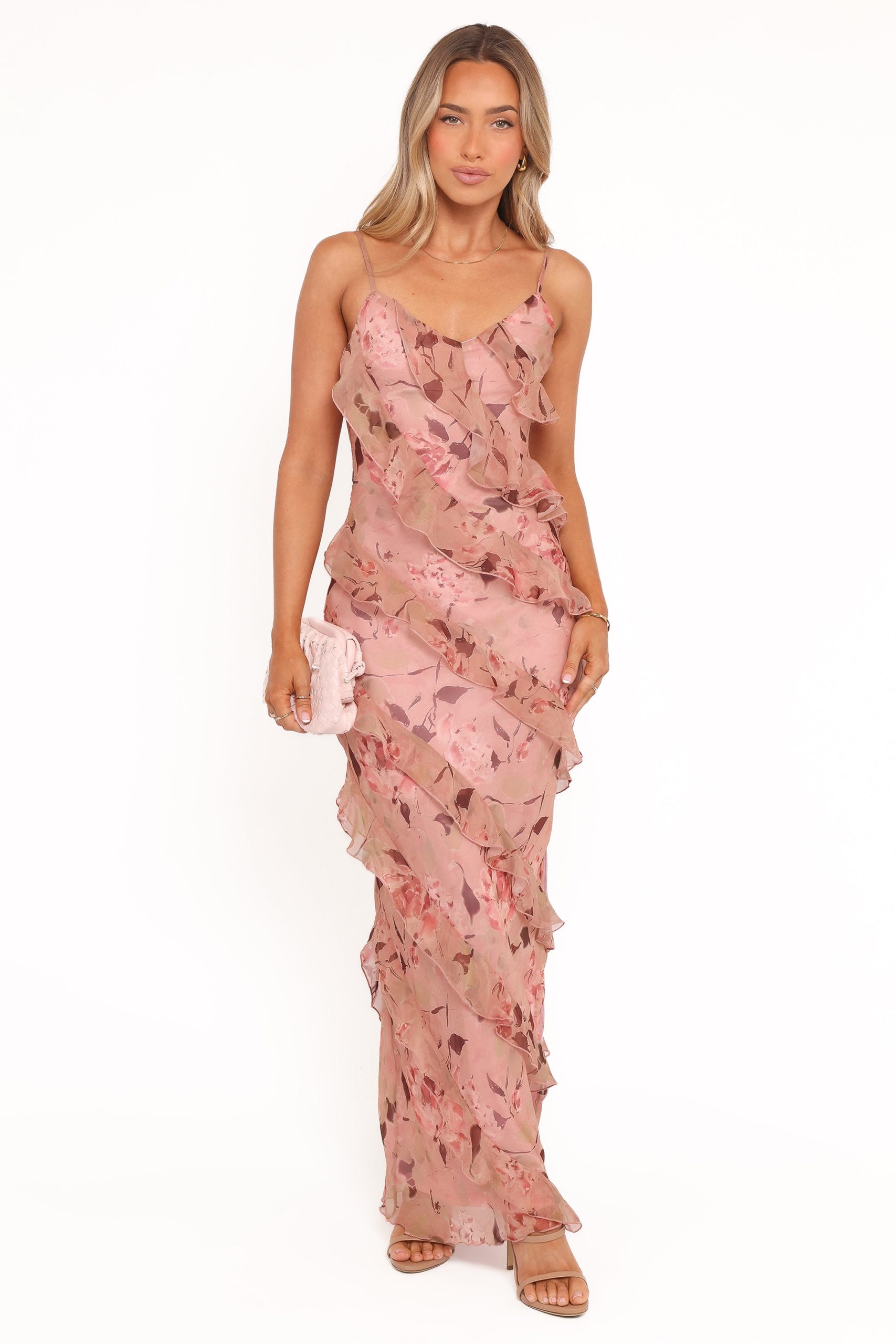 Ciao Ruffles Maxi Dress - Pale Pink Floral - Image 5