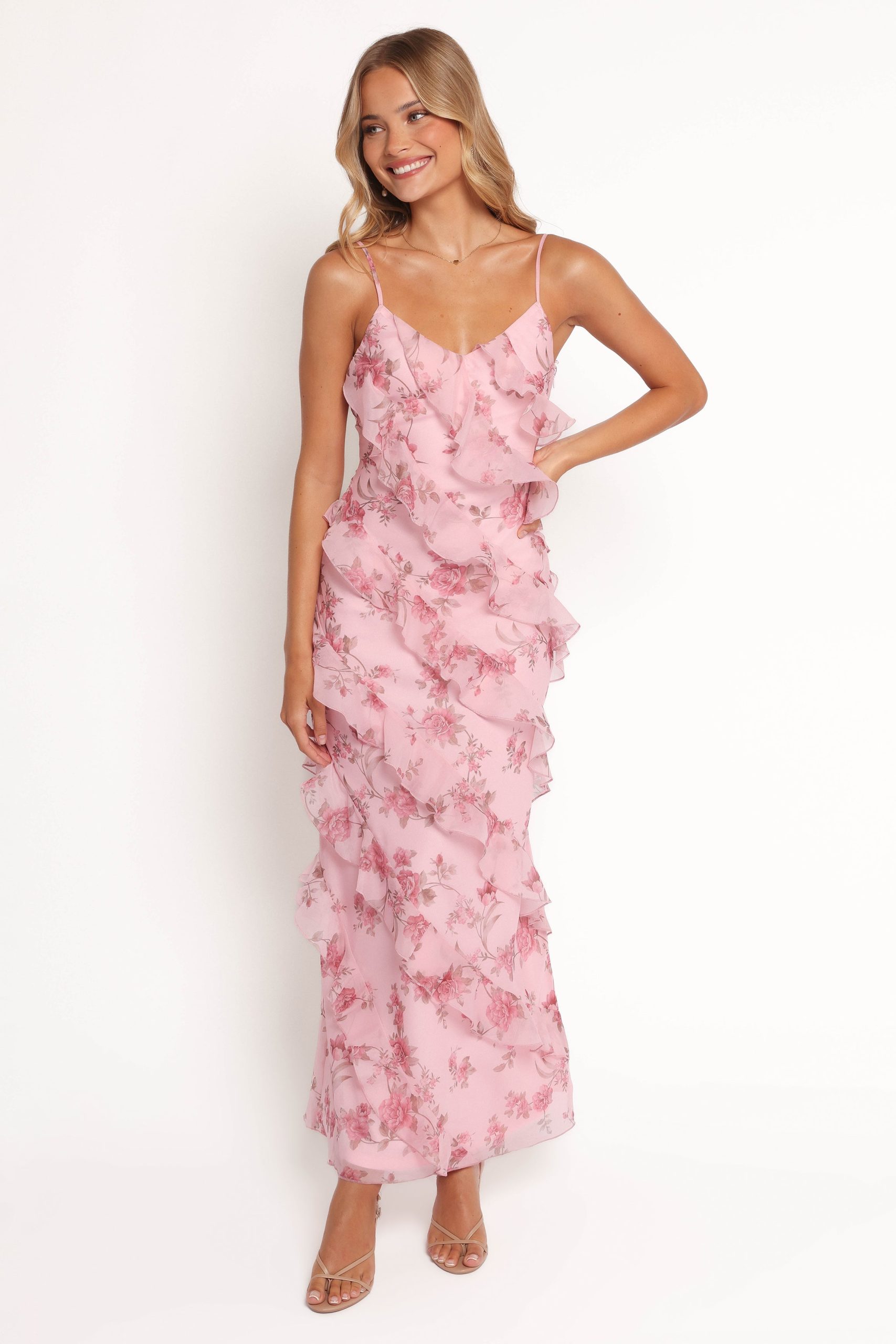 Ciao Ruffles Maxi Dress - Pink Floral - Image 2
