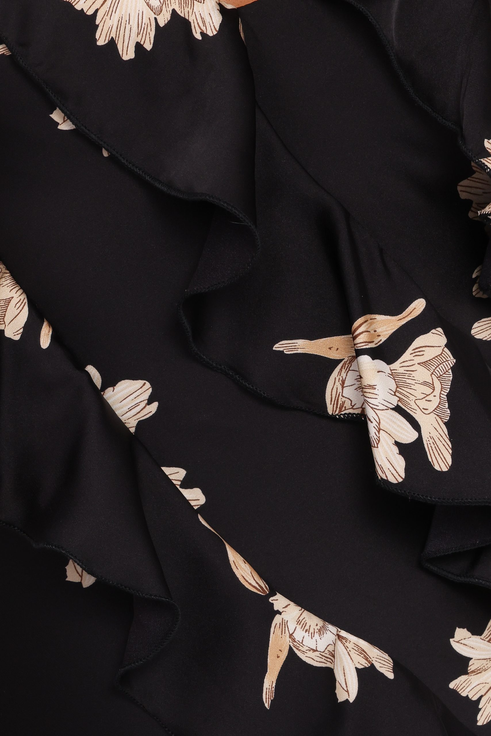 Ciao Ruffles Maxi Satin Dress - Black Floral - Image 6