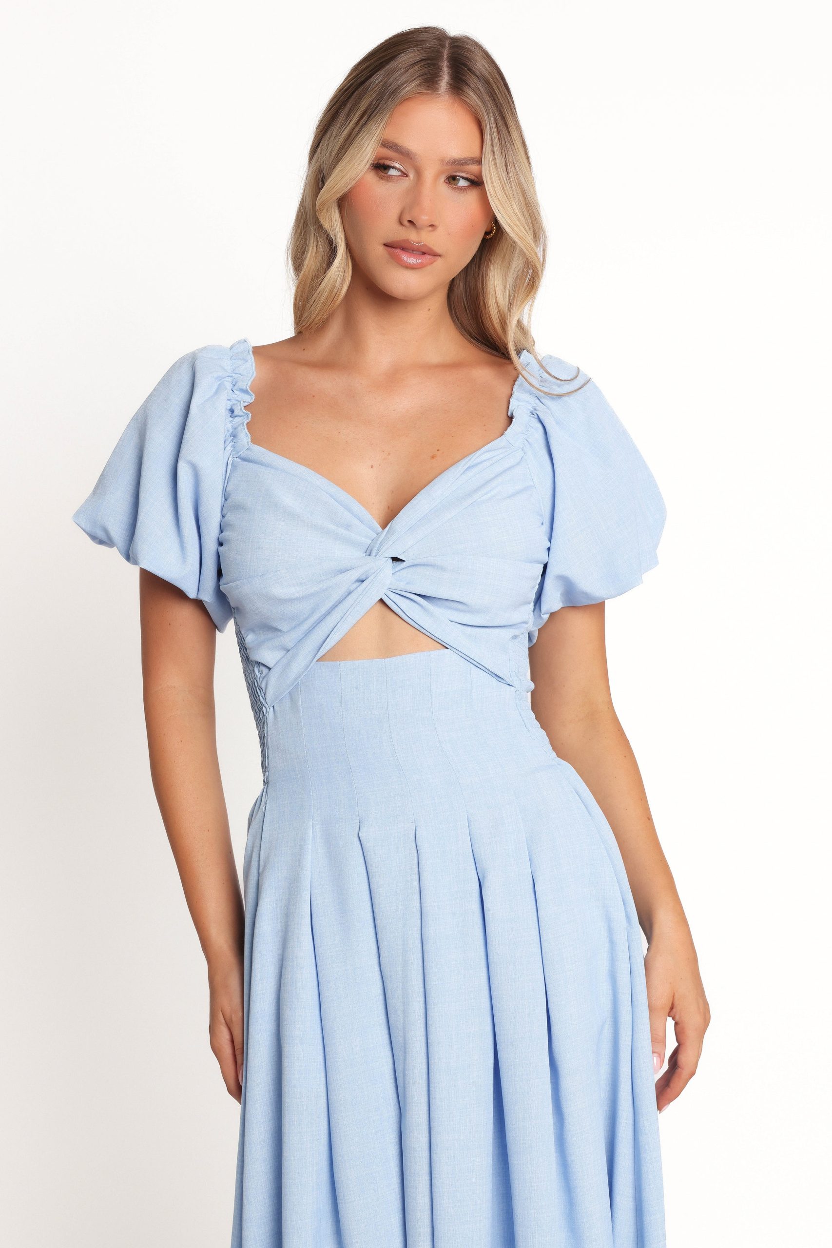 Cintra Puff Sleeve Maxi Dress - Blue - Image 3