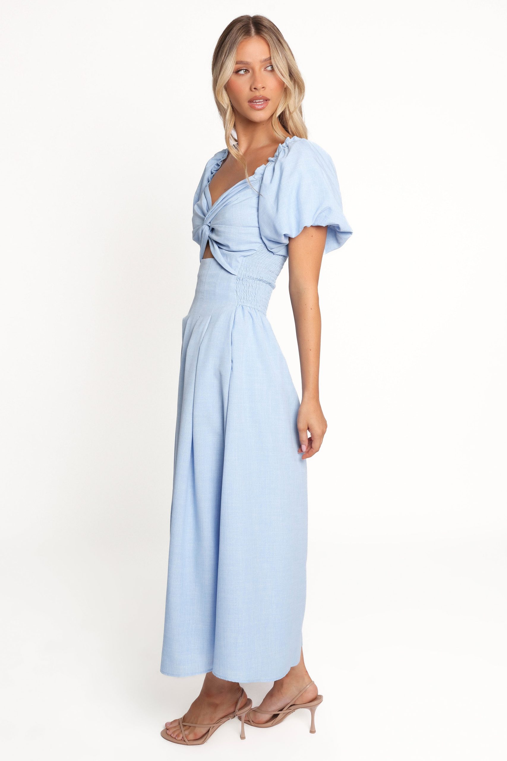 Cintra Puff Sleeve Maxi Dress - Blue - Image 4