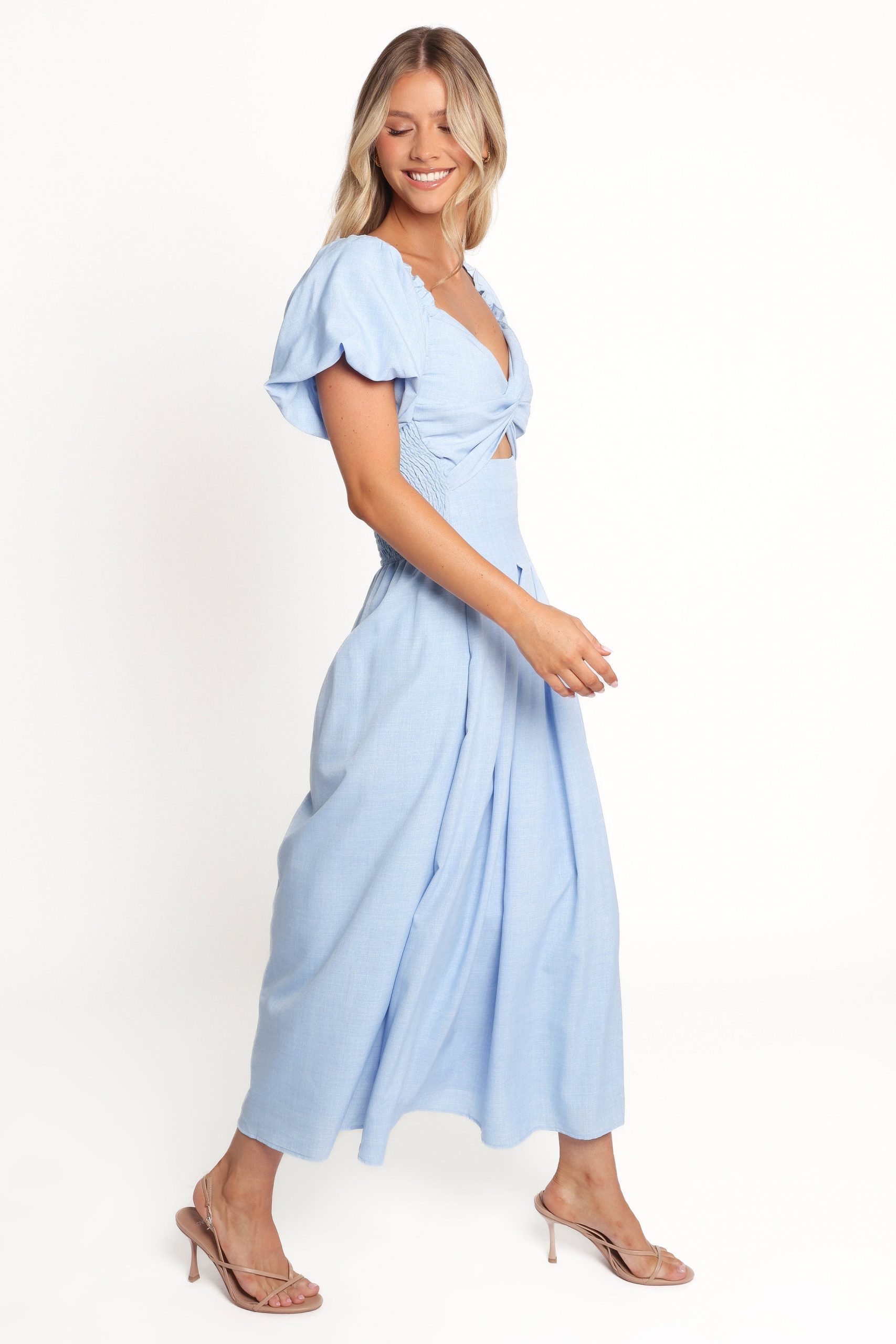 Cintra Puff Sleeve Maxi Dress - Blue - Image 6
