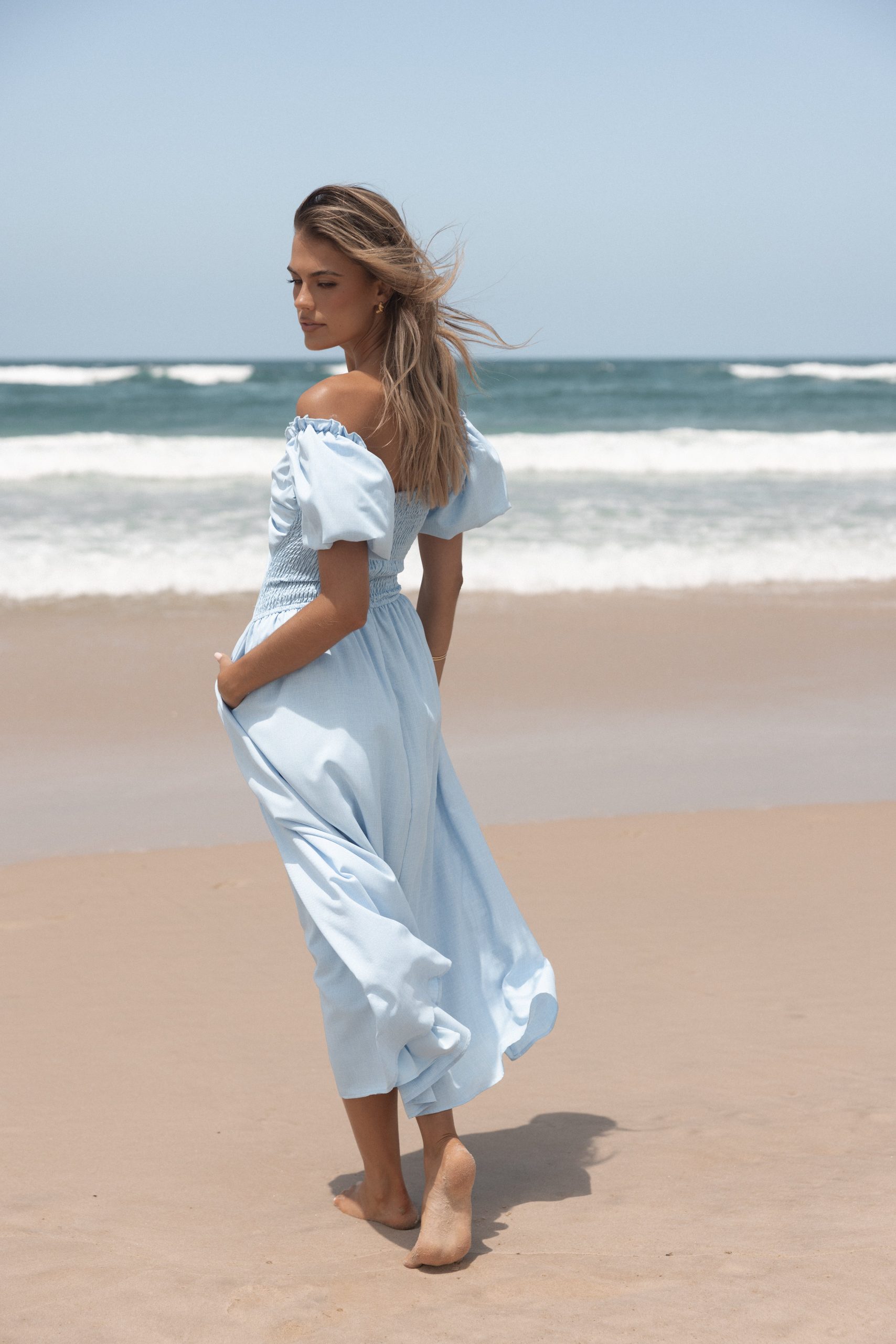 Cintra Puff Sleeve Maxi Dress - Blue - Image 8