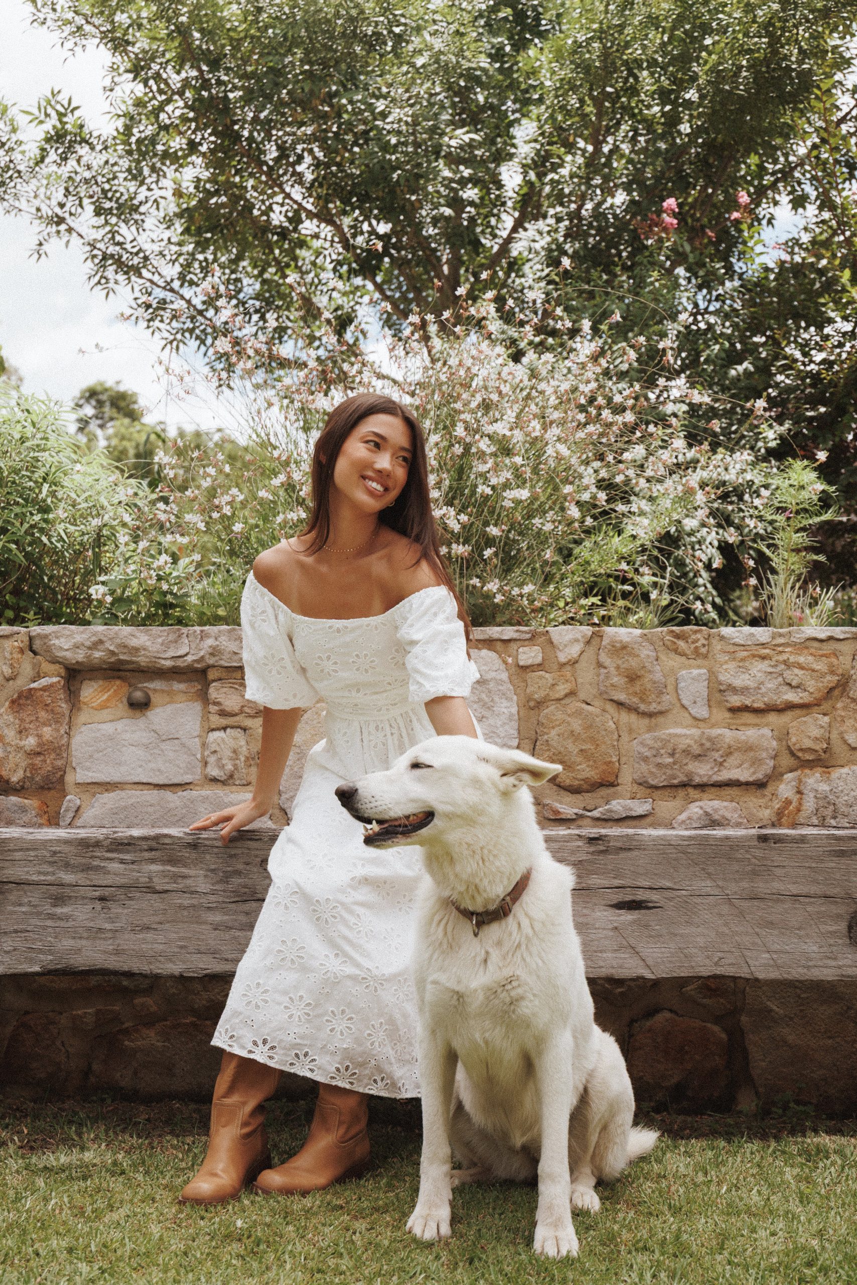 Clo Puff Sleeve Midi Dress - White Broderie - Image 8