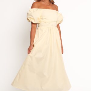 Clo Puff Sleeve Midi Dress - Yellow