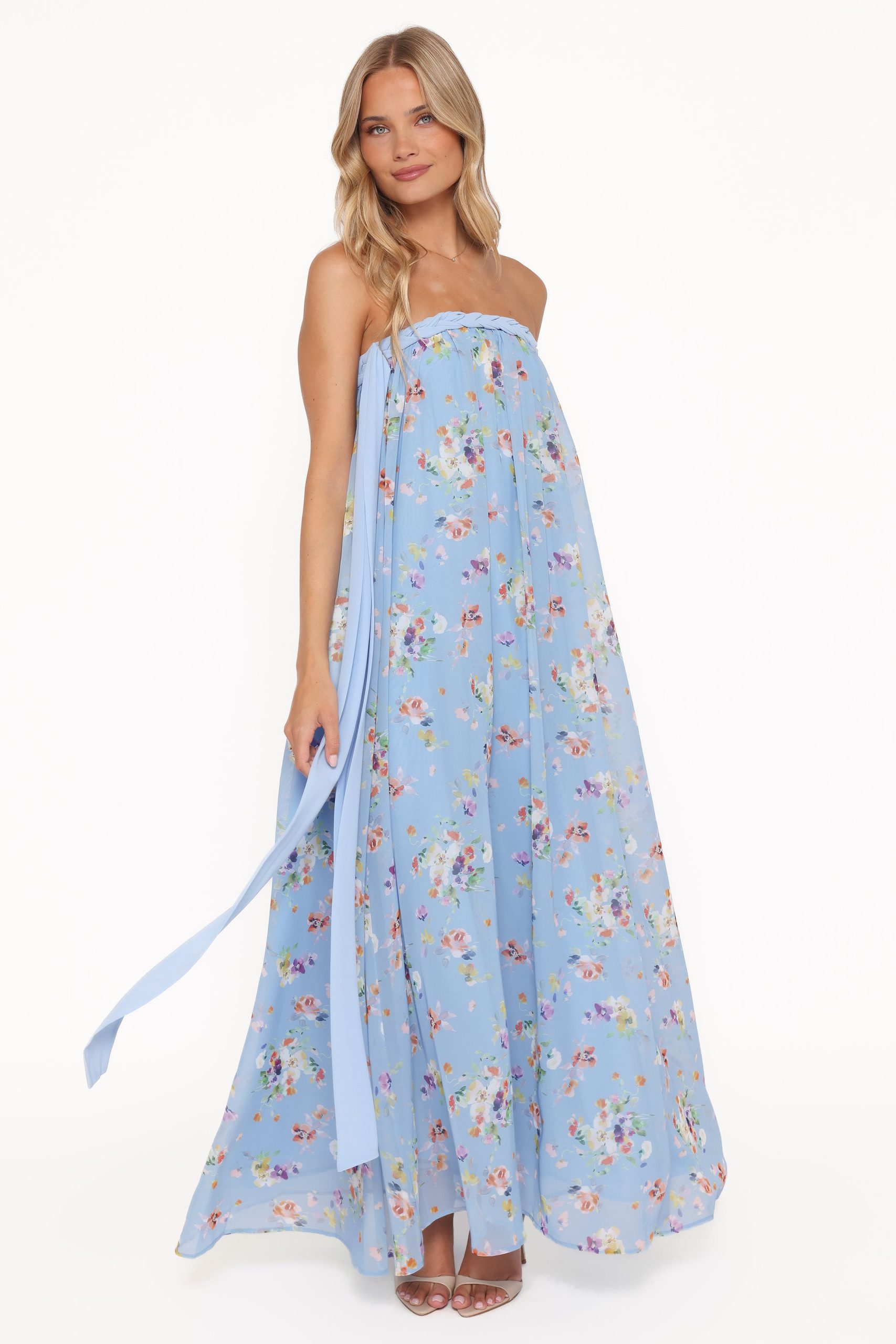 Codie Off Shoulder Maxi Dress - Cornflower Blue Floral - Image 6