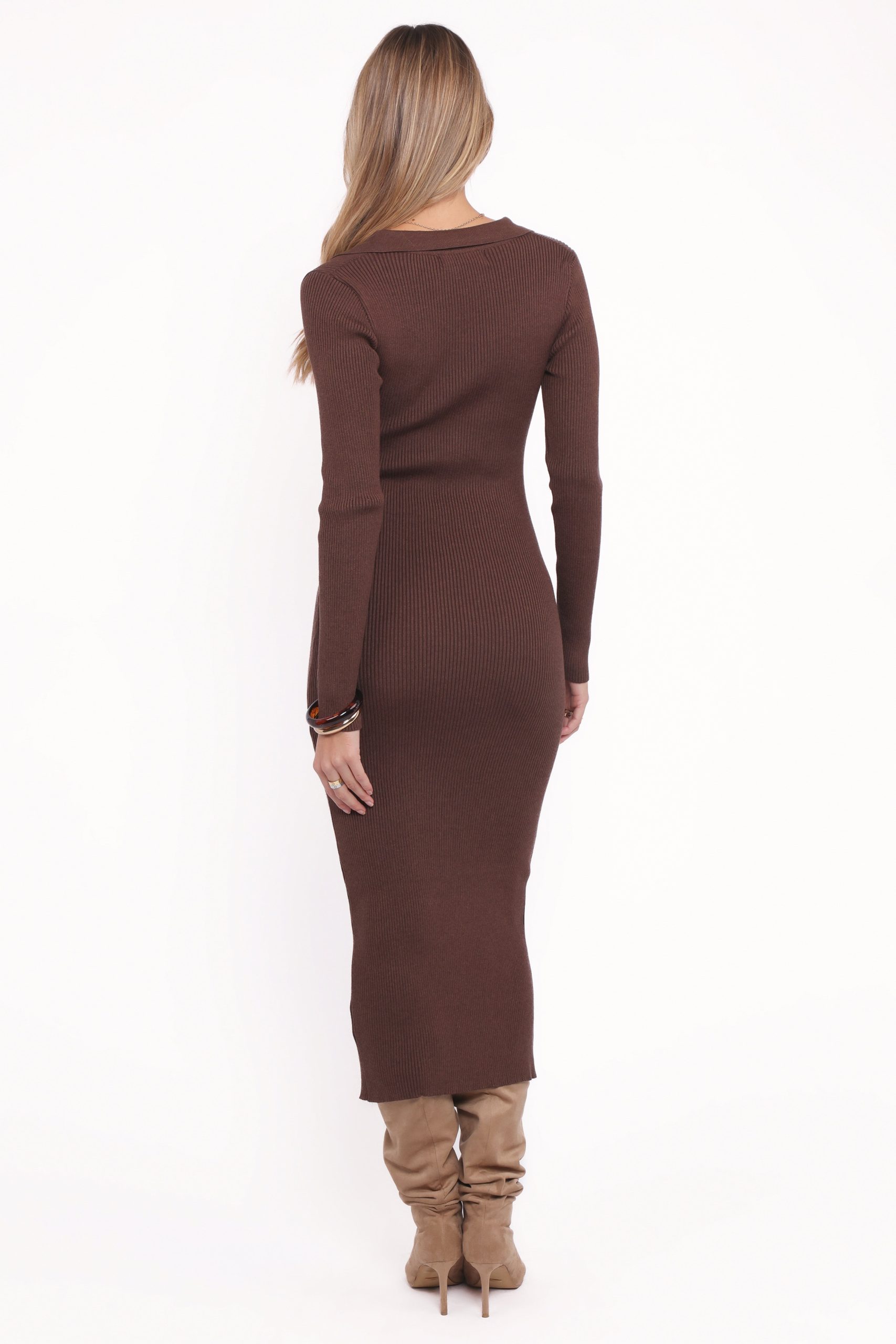 Collins Long Sleeve Midi Dress - Chocolate - Image 4