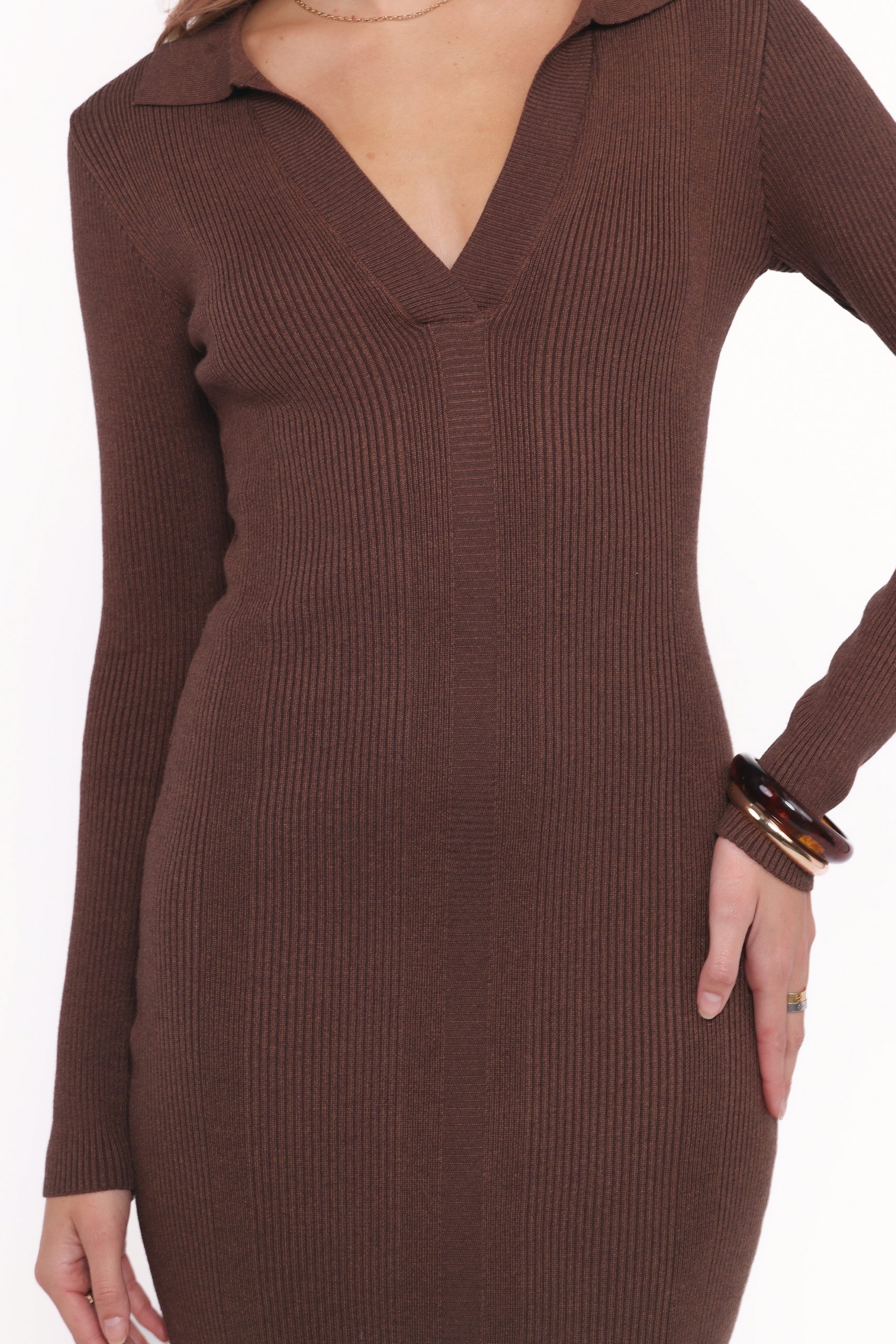 Collins Long Sleeve Midi Dress - Chocolate - Image 5