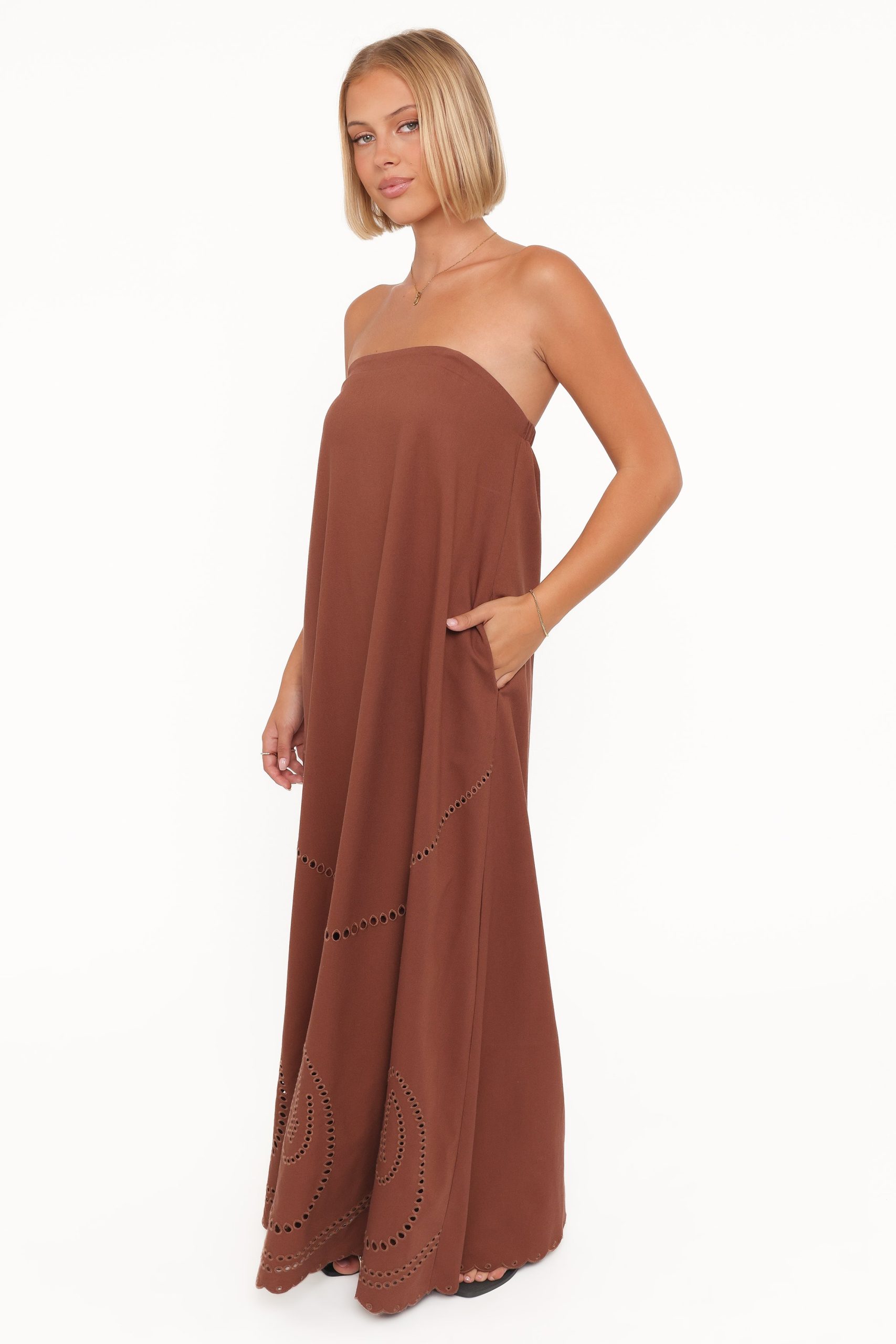 Como Strapless Maxi Dress - Brown - Image 4