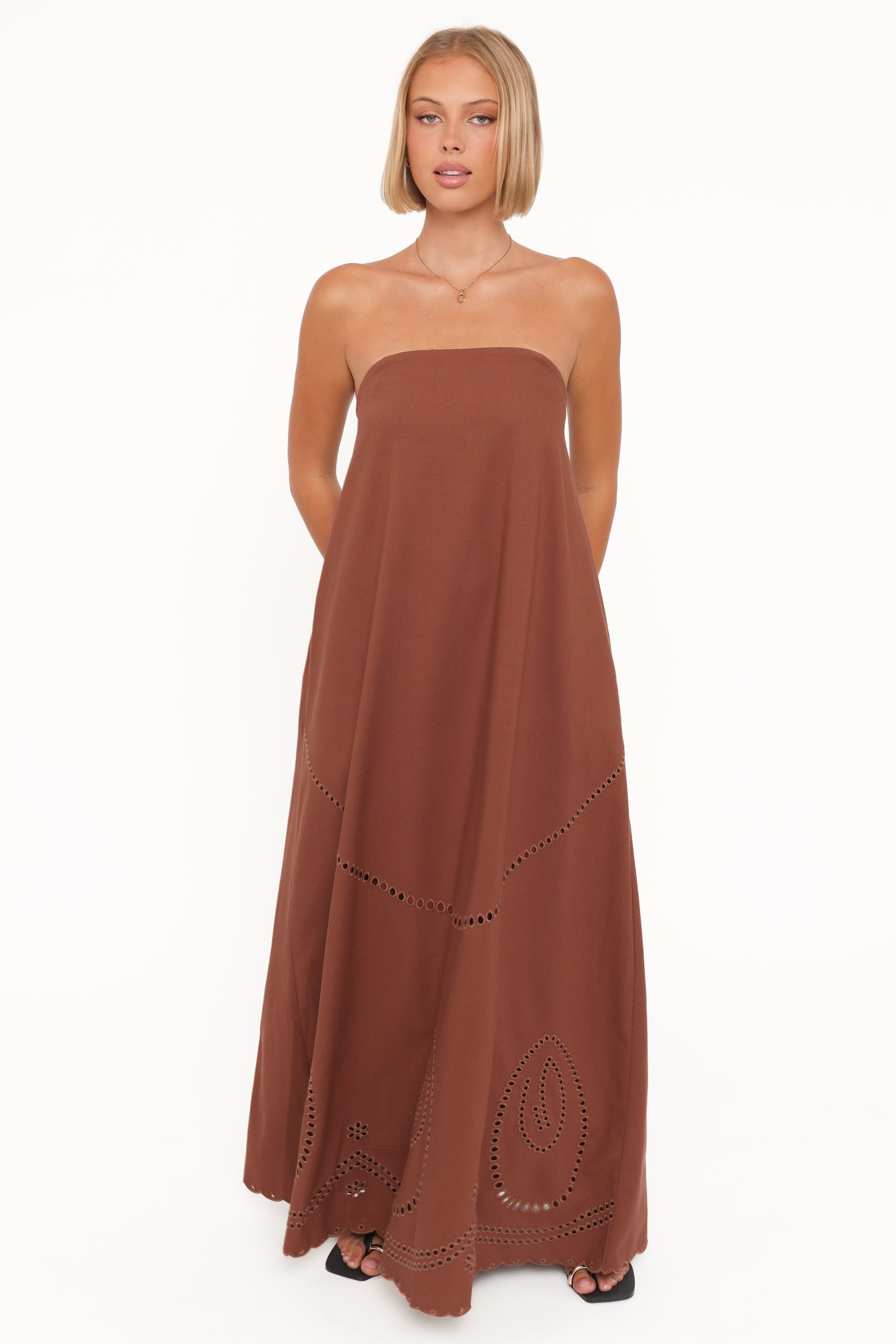 Como Strapless Maxi Dress - Brown - Image 2