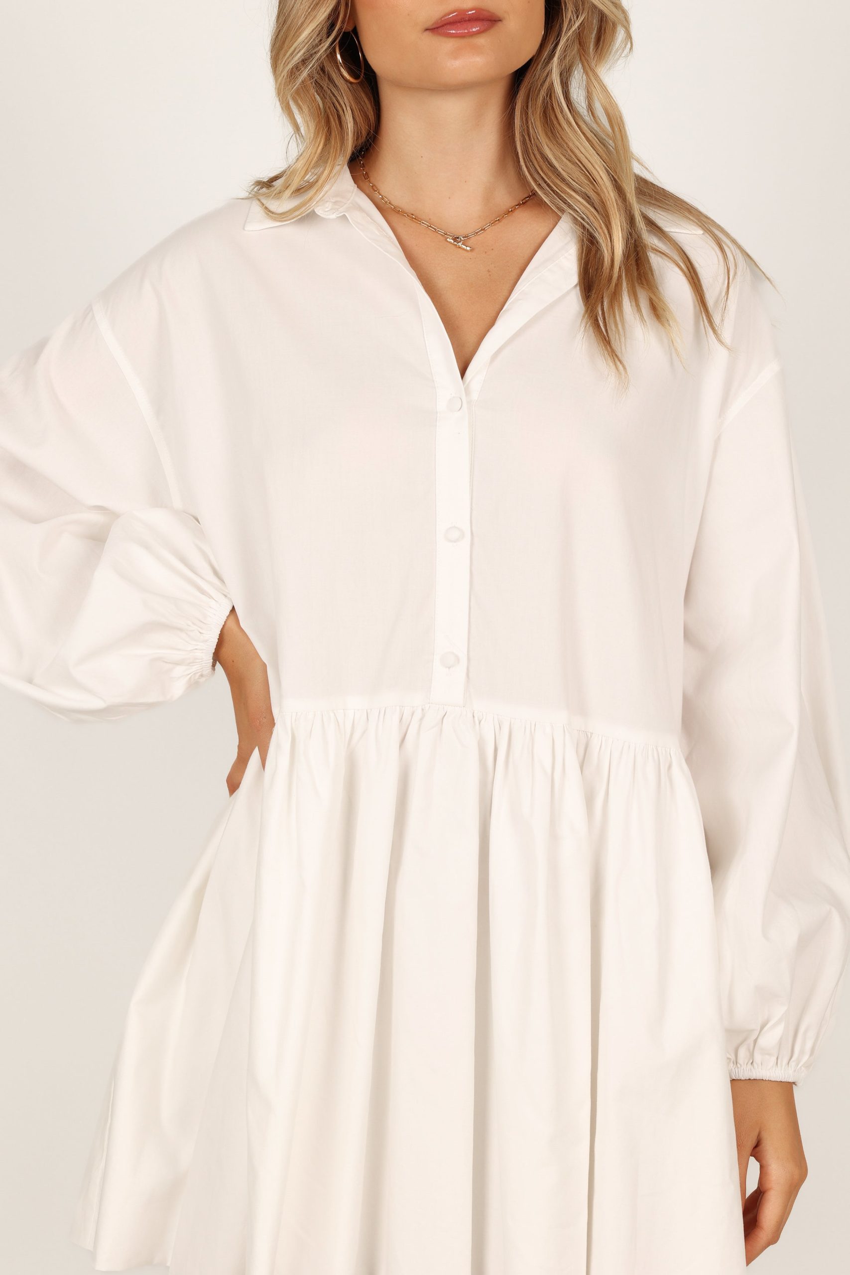 Daisy Long Sleeve Mini Dress - White - Image 6