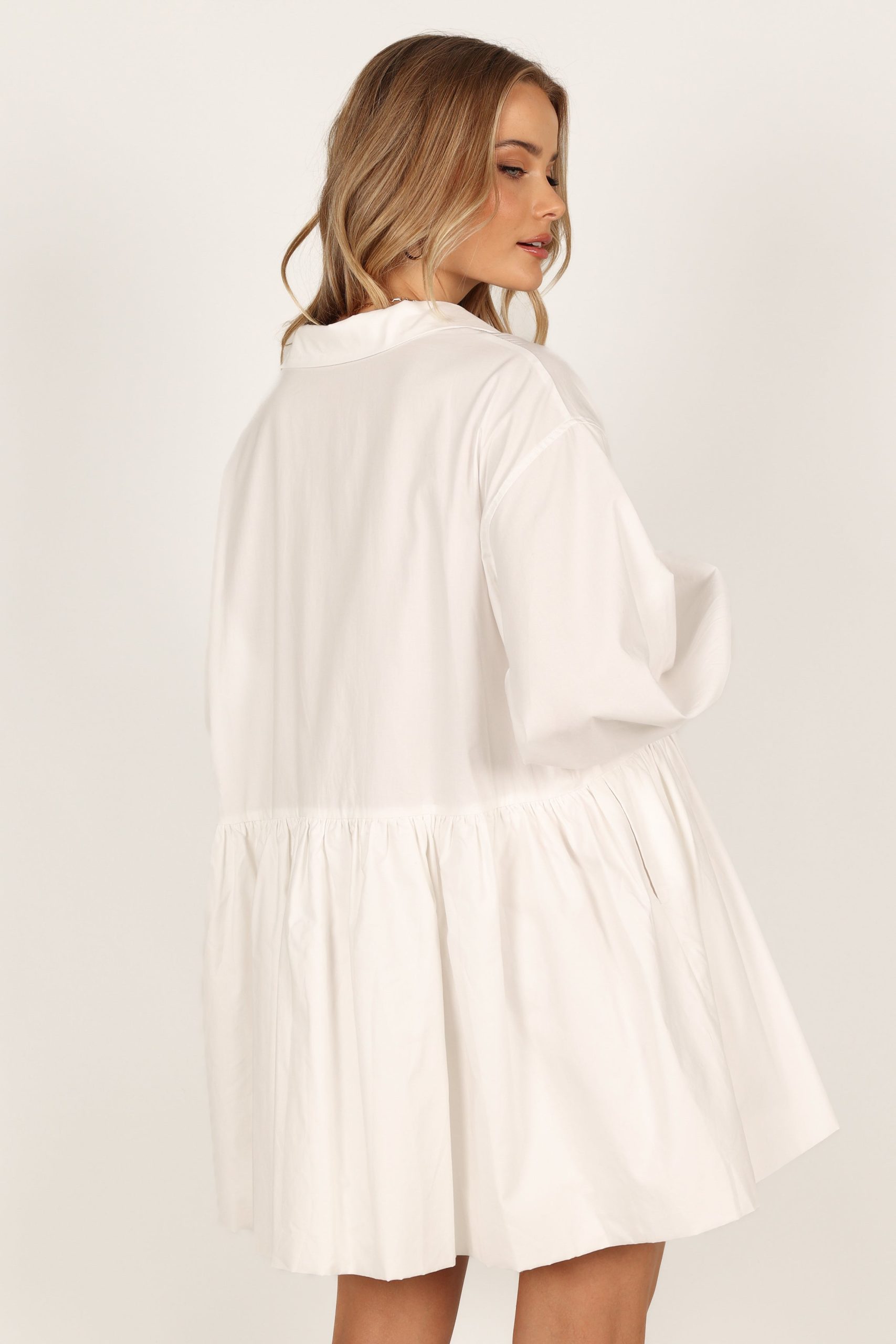 Daisy Long Sleeve Mini Dress - White - Image 8