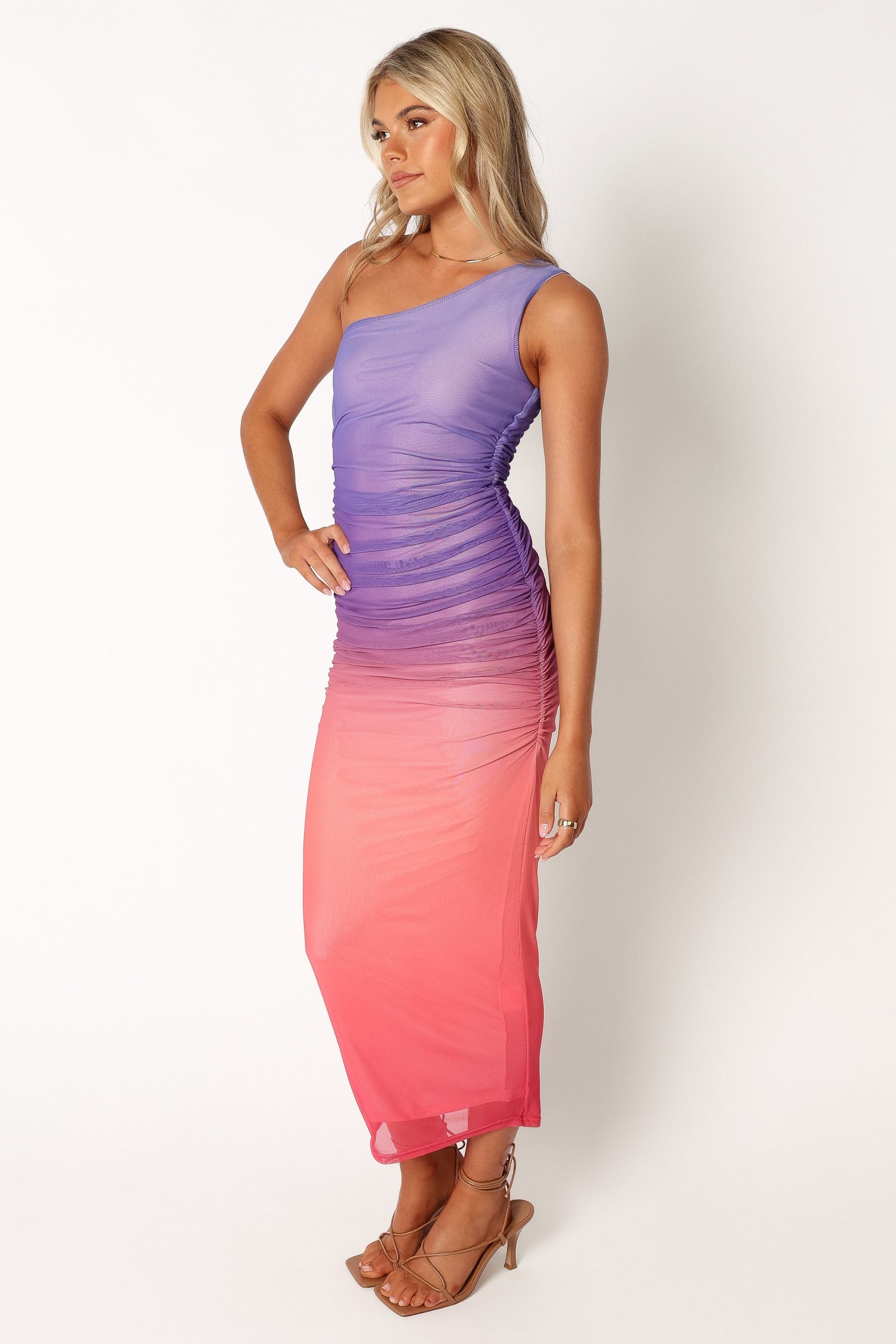 Dakota One Shoulder Midi Dress - Purple Gradient - Image 4