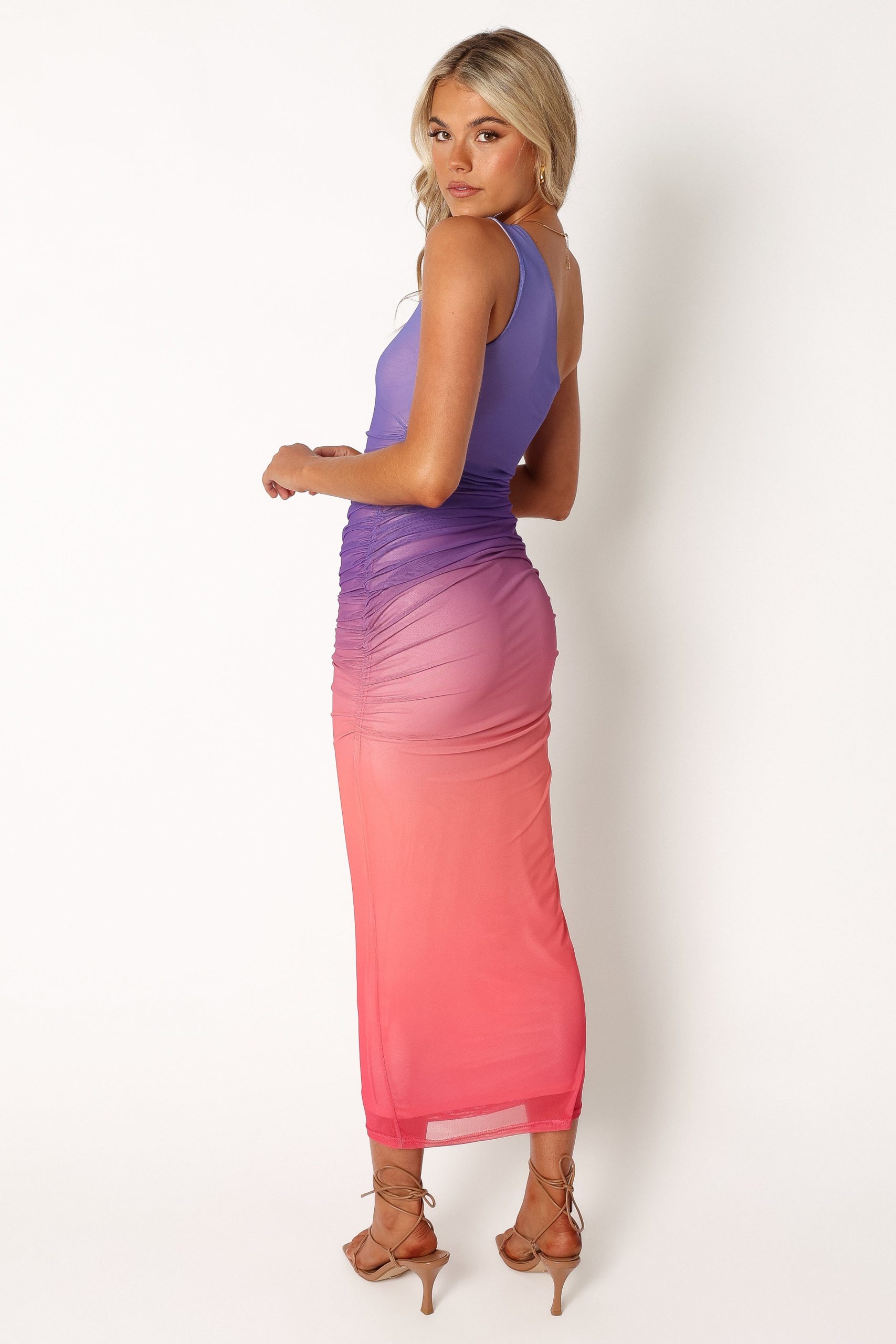 Dakota One Shoulder Midi Dress - Purple Gradient - Image 5