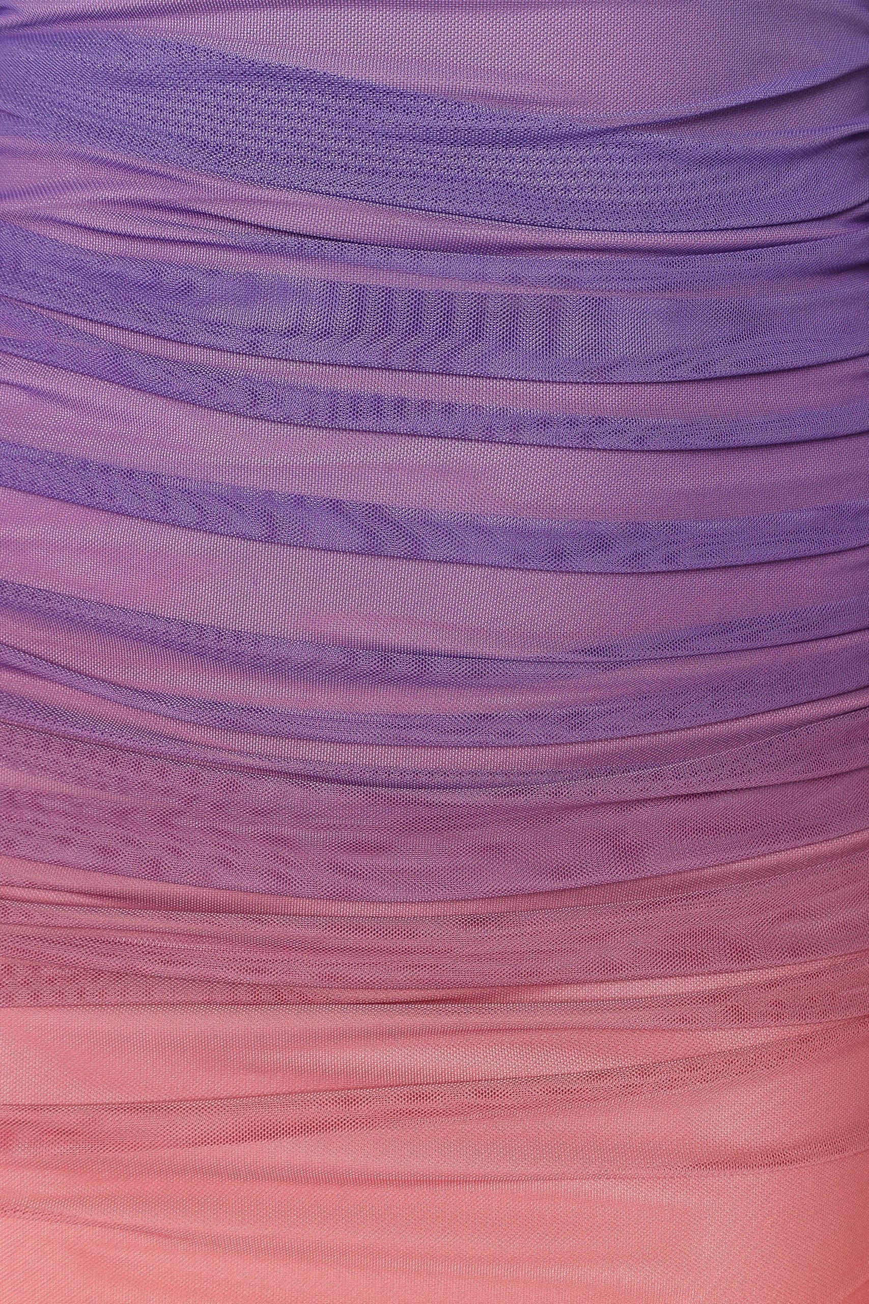 Dakota One Shoulder Midi Dress - Purple Gradient - Image 10