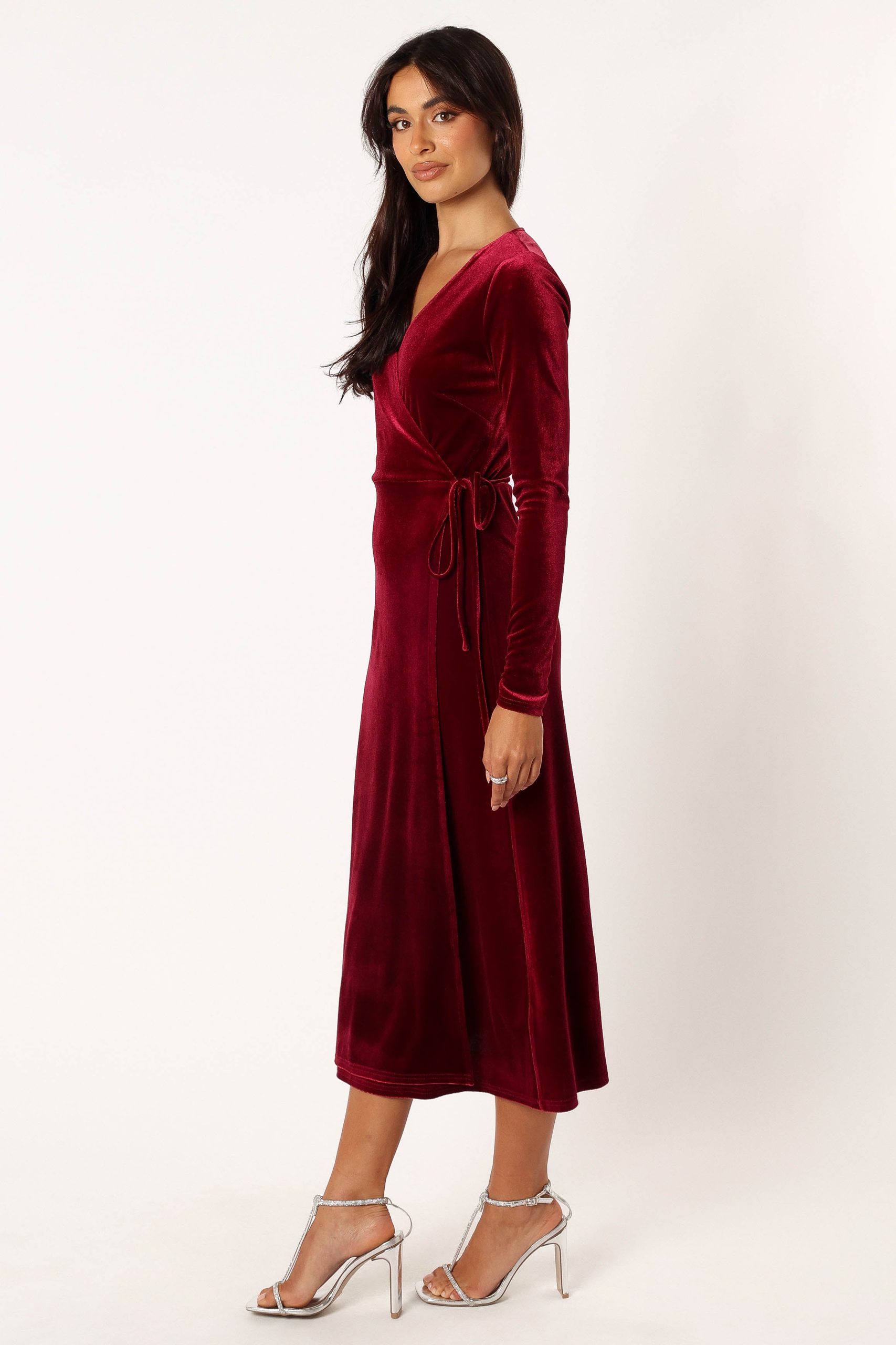 Darby Long Sleeve Midi Dress - Burgundy - Image 2
