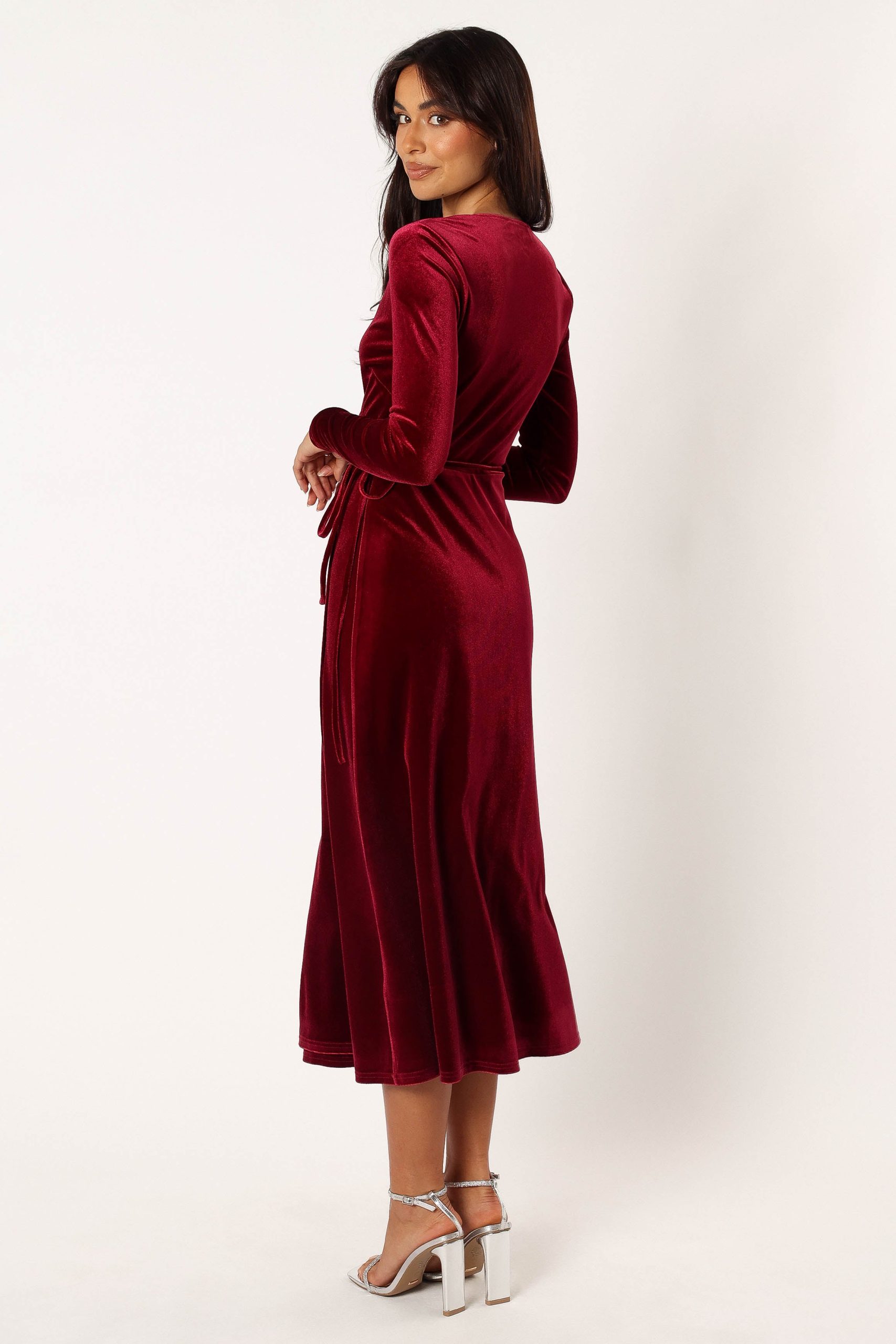 Darby Long Sleeve Midi Dress - Burgundy - Image 3