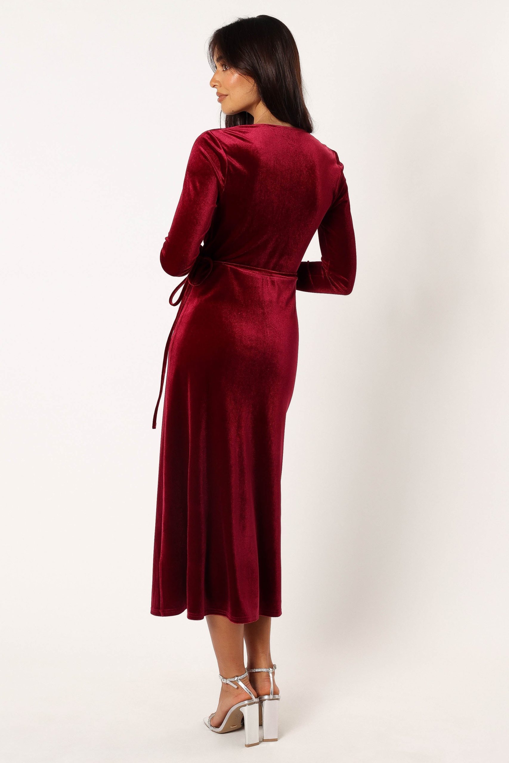 Darby Long Sleeve Midi Dress - Burgundy - Image 5