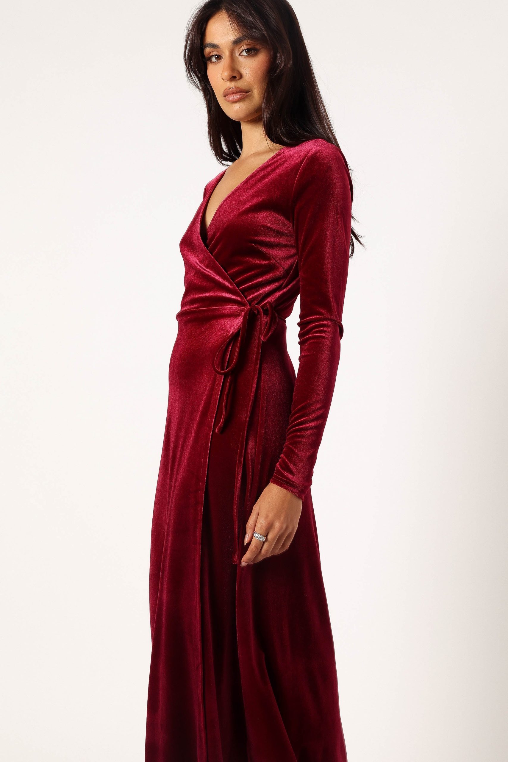 Darby Long Sleeve Midi Dress - Burgundy - Image 7