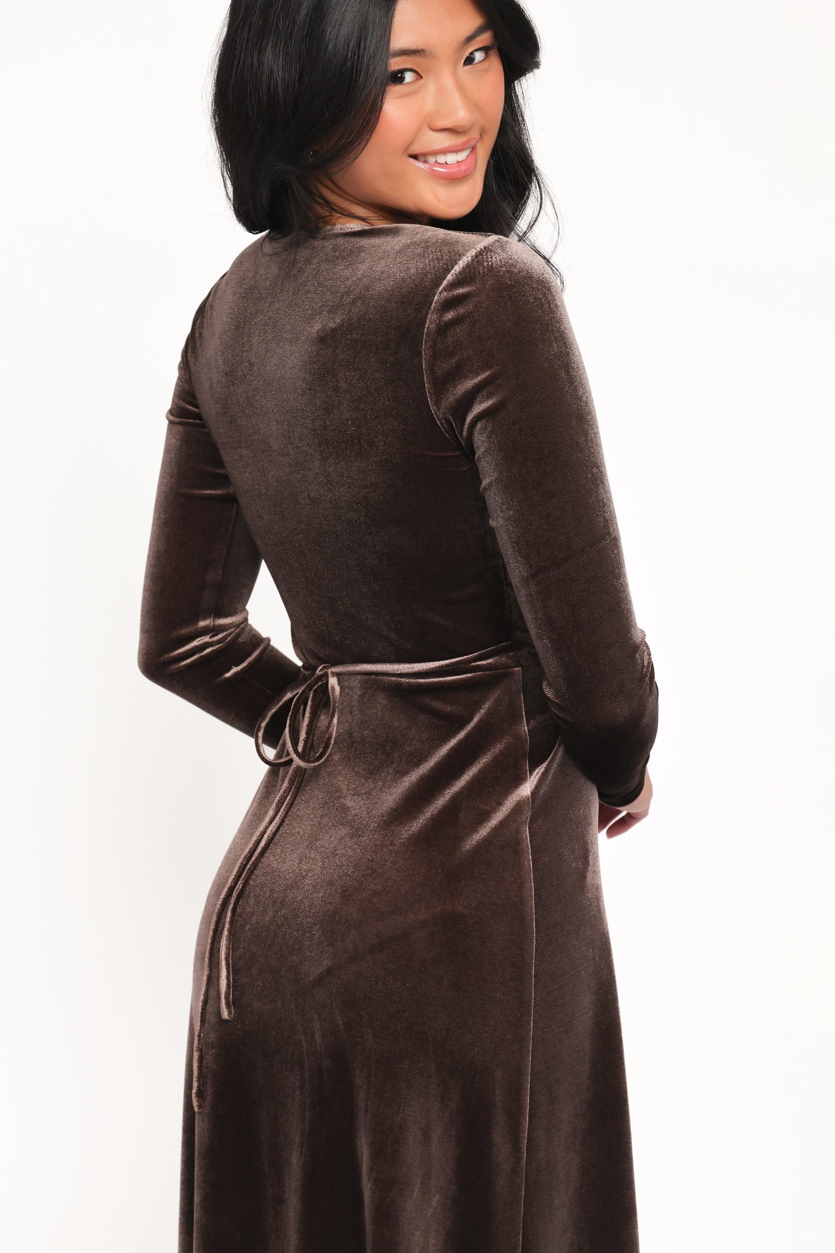 Darby Long Sleeve Midi Dress - Dark Brown - Image 4