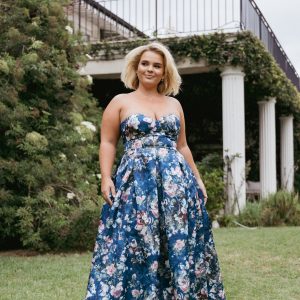 Darina Strapless Midi Dress - Midnight Floral