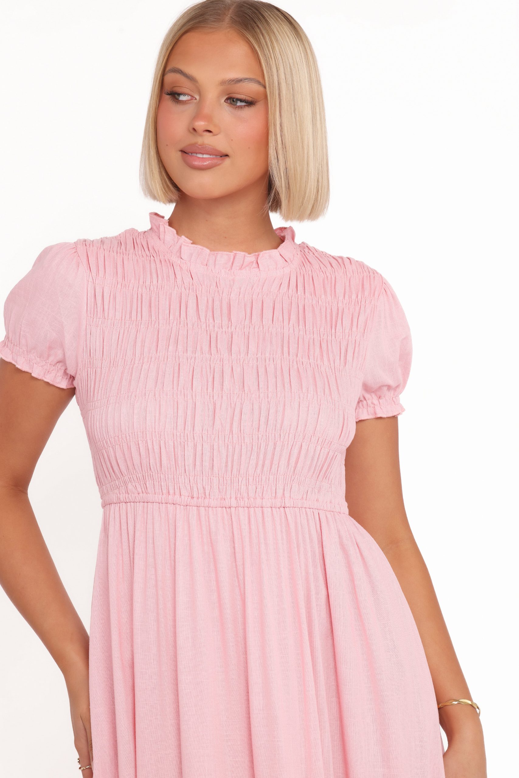 Darla Puff Sleeve Dress - Pink - Image 3