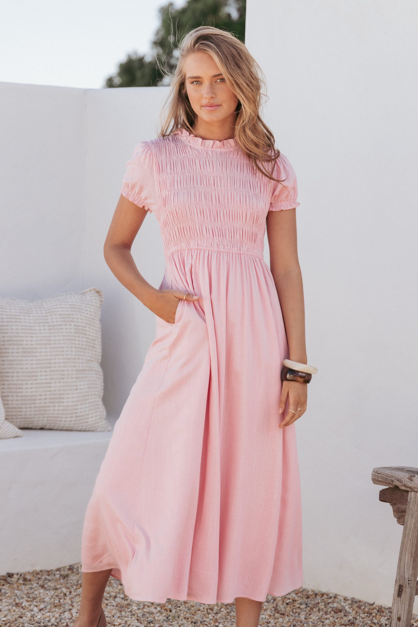 Darla Puff Sleeve Dress - Pink - Image 8