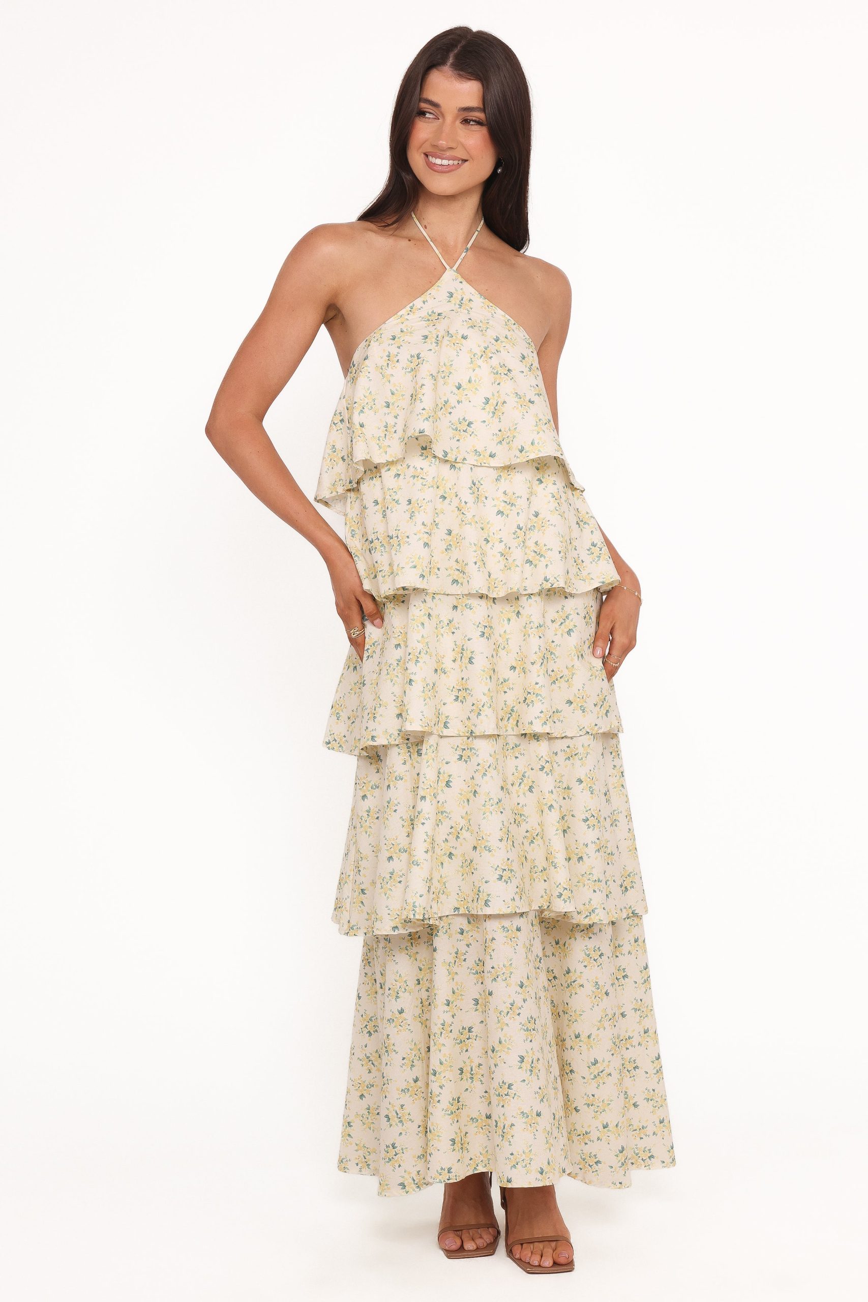 Darlia Halterneck Maxi Dress - Yellow Floral - Image 6