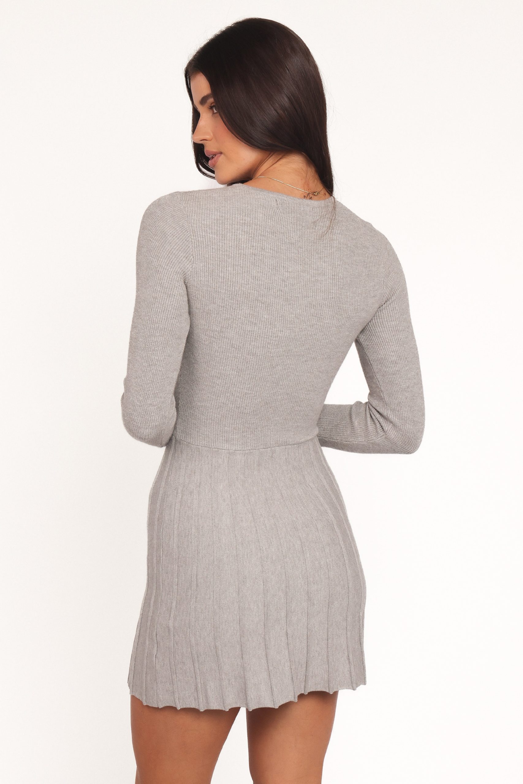 Darlina Long Sleeve Mini Dress - Heather Grey - Image 4