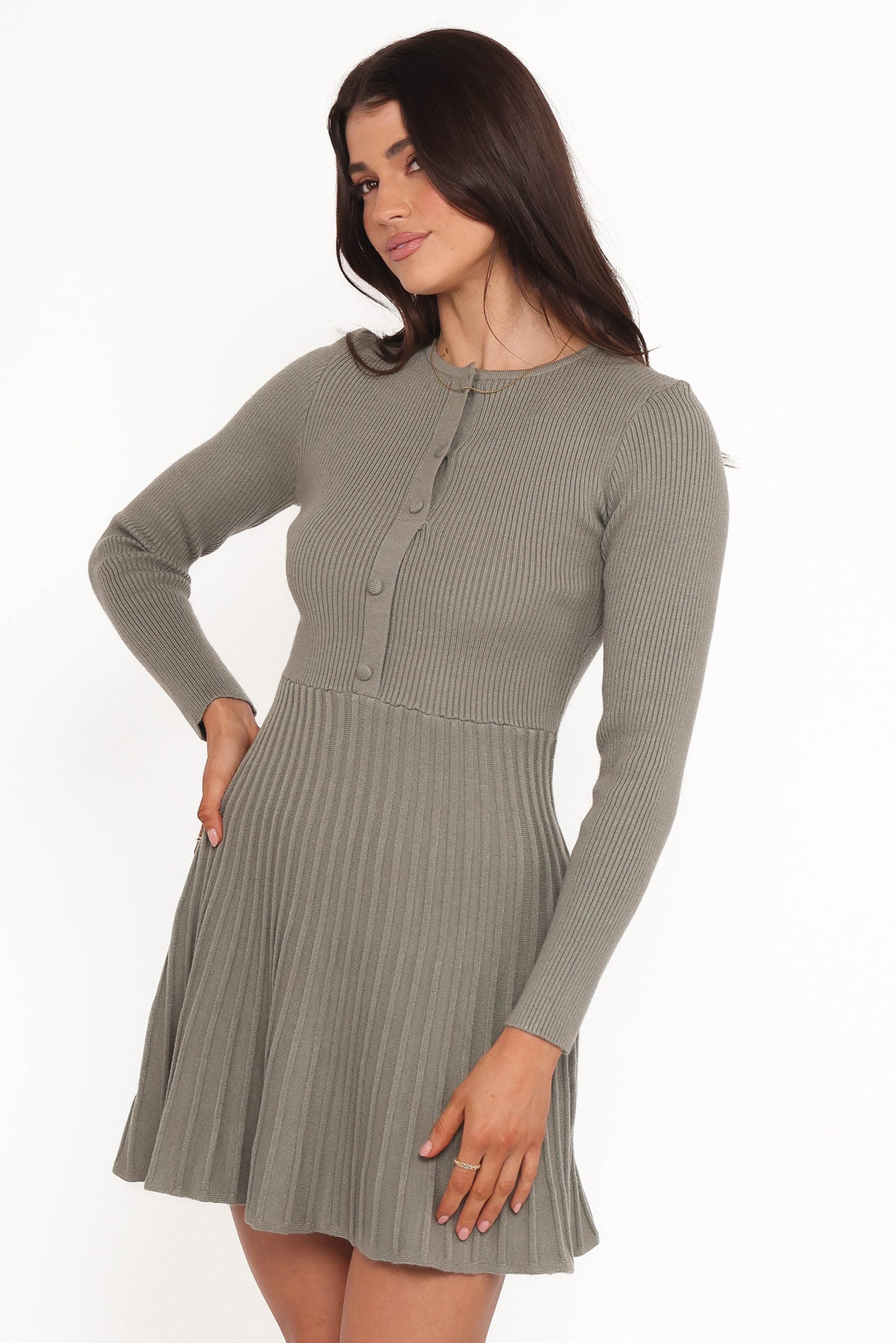 Darlina Long Sleeve Mini Dress - Olive - Image 3